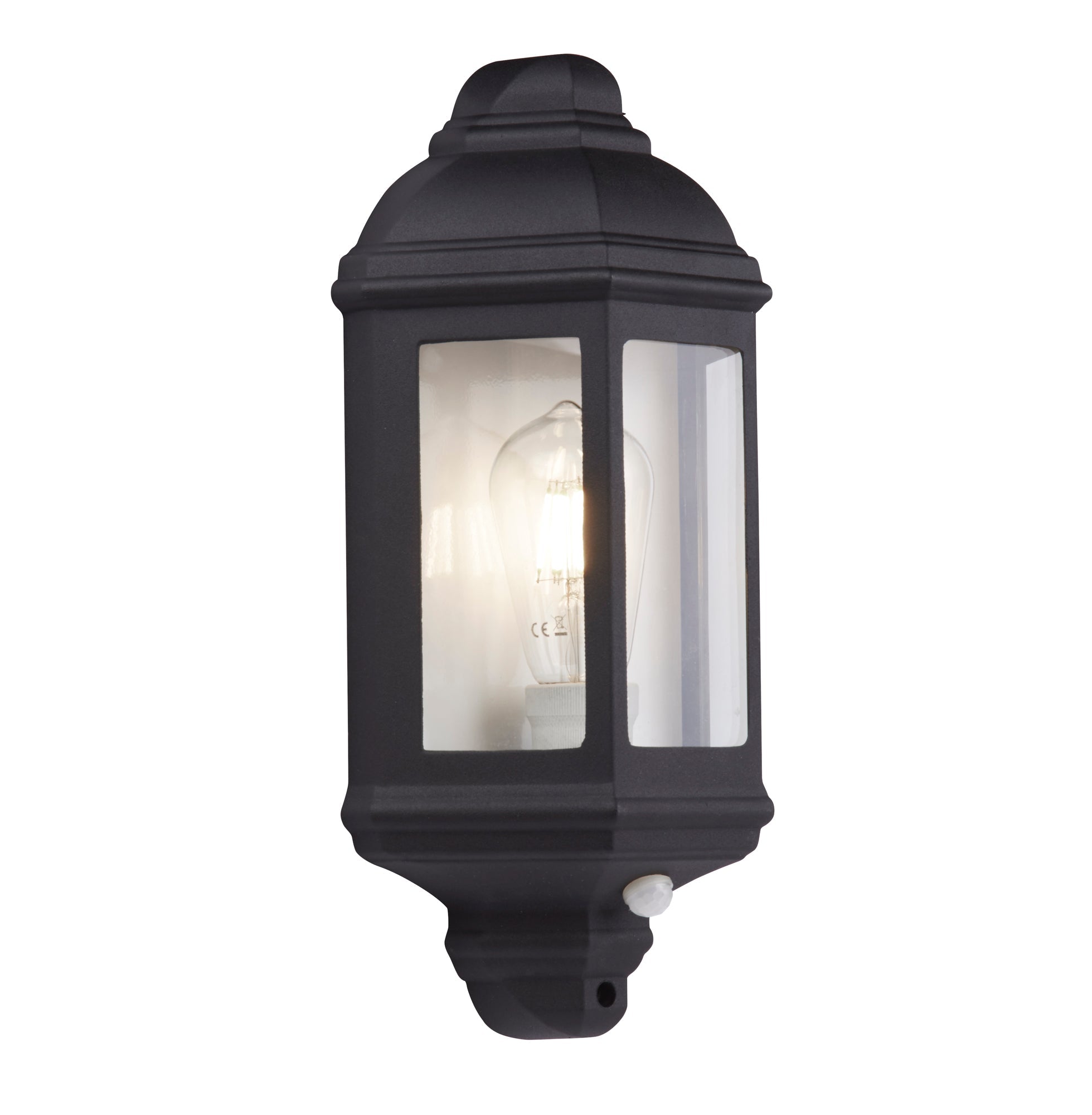 Maine Outdoor Wall Light - Metal & Clear Glass (with Sensor)