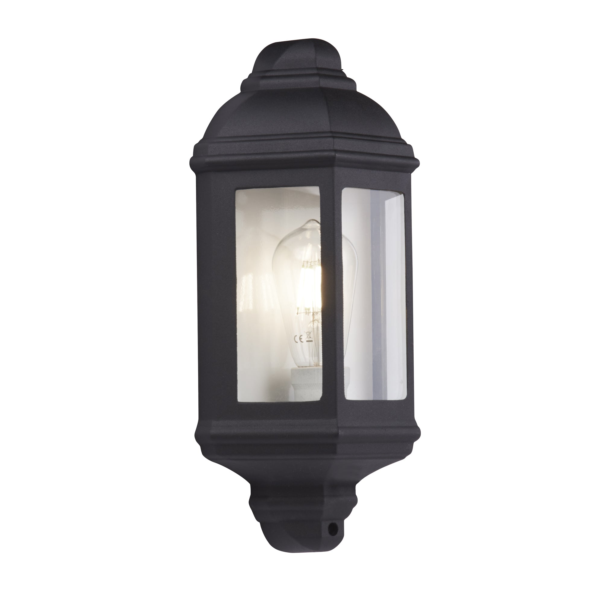 Maine Outdoor Wall Light - Metal & Clear Glass Black