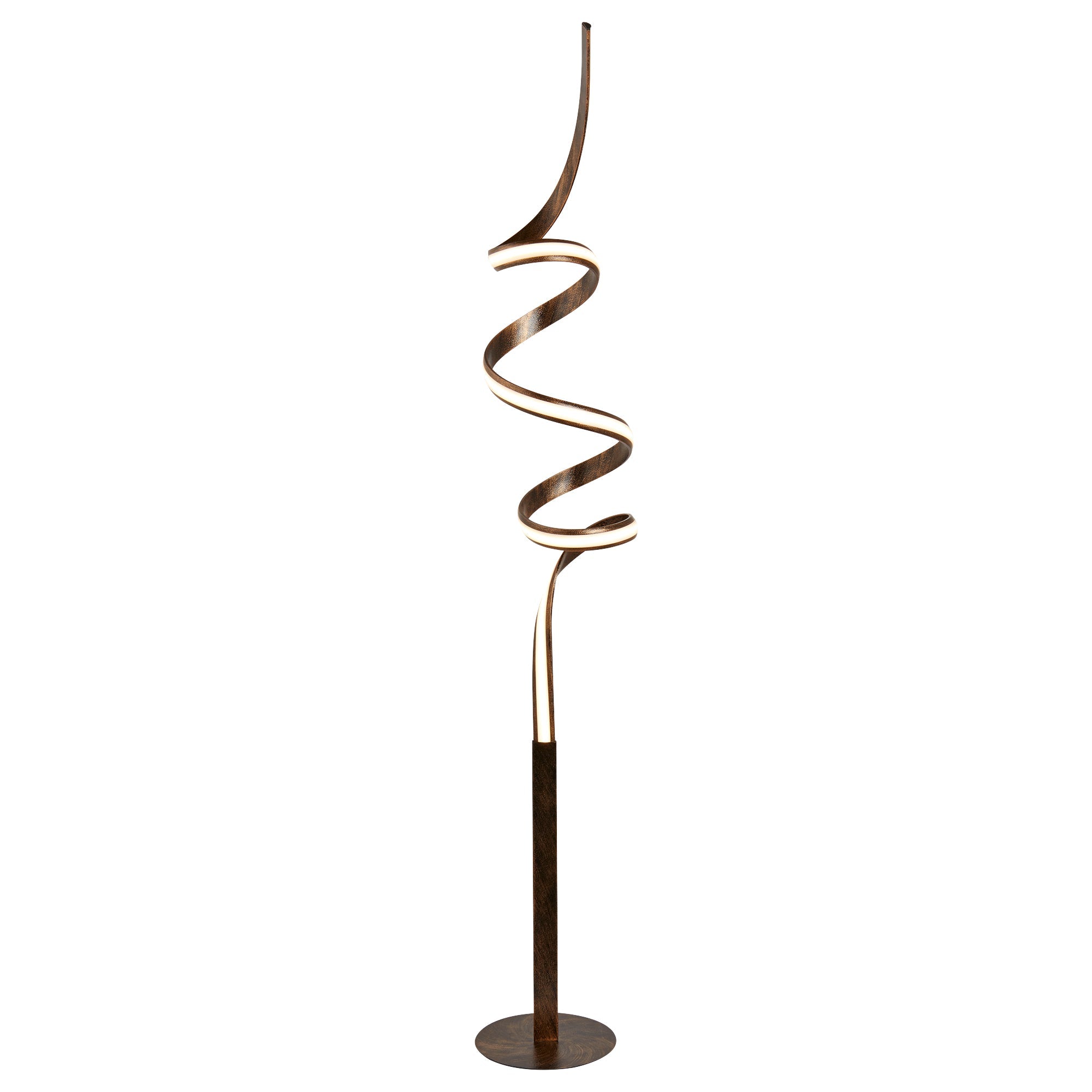 Ribbon LED Twist Floor Lamp - Rustic Black/Gold Metal & Opal