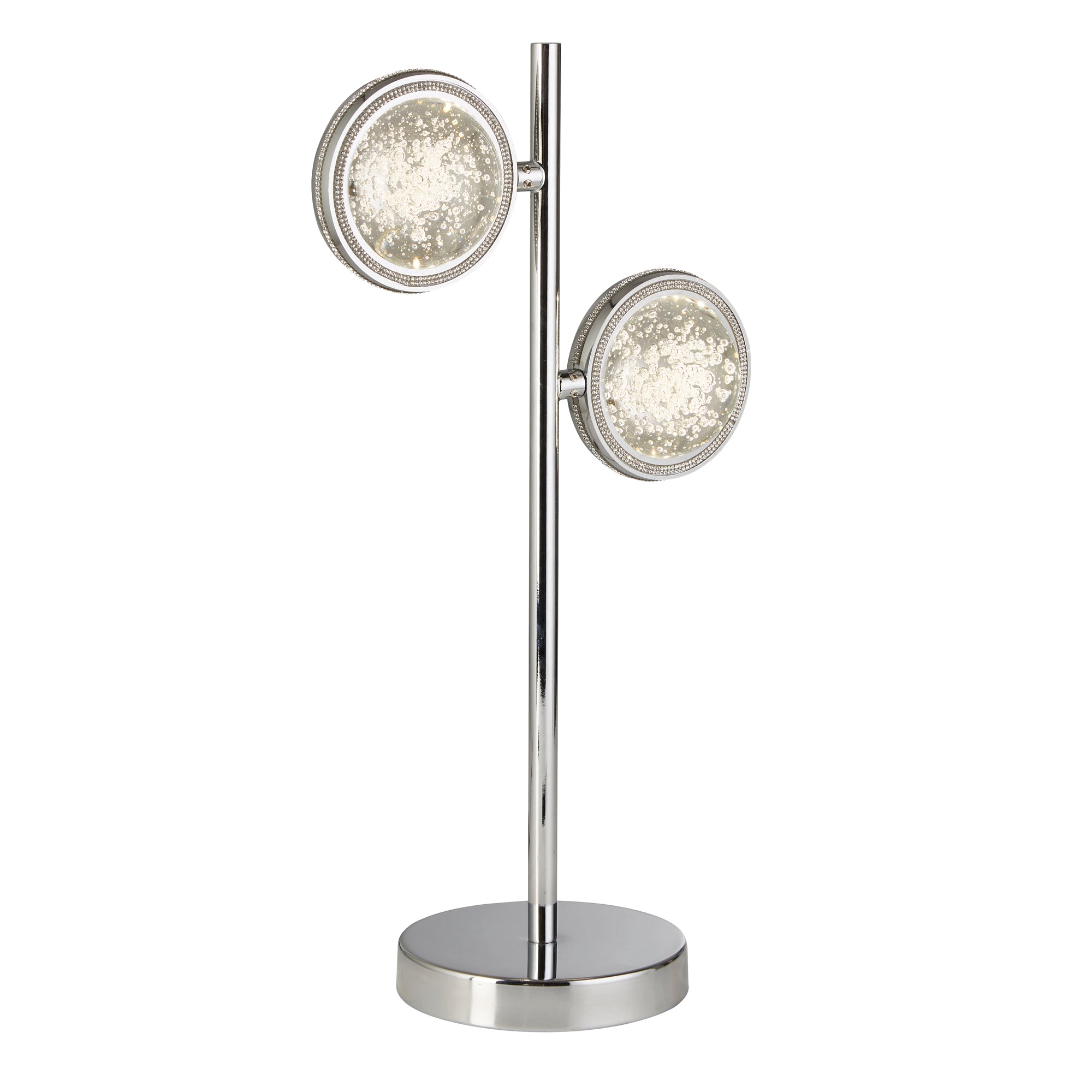 Quartz Table Lamp - Chrome & Bubble Glass