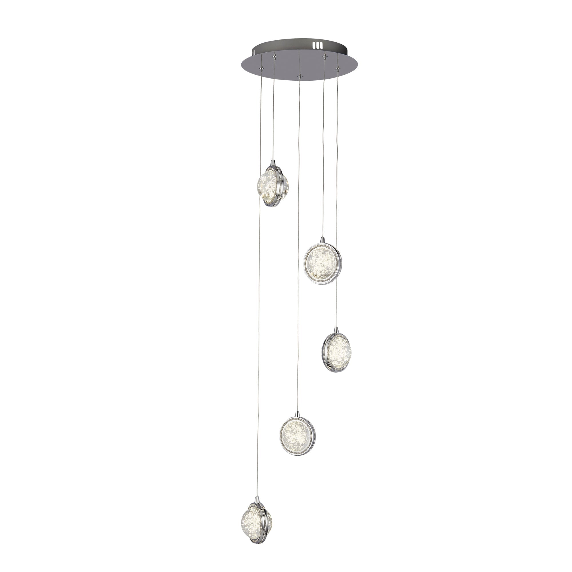 Quartz Ceiling Pendant - Chrome & Bubble Glass