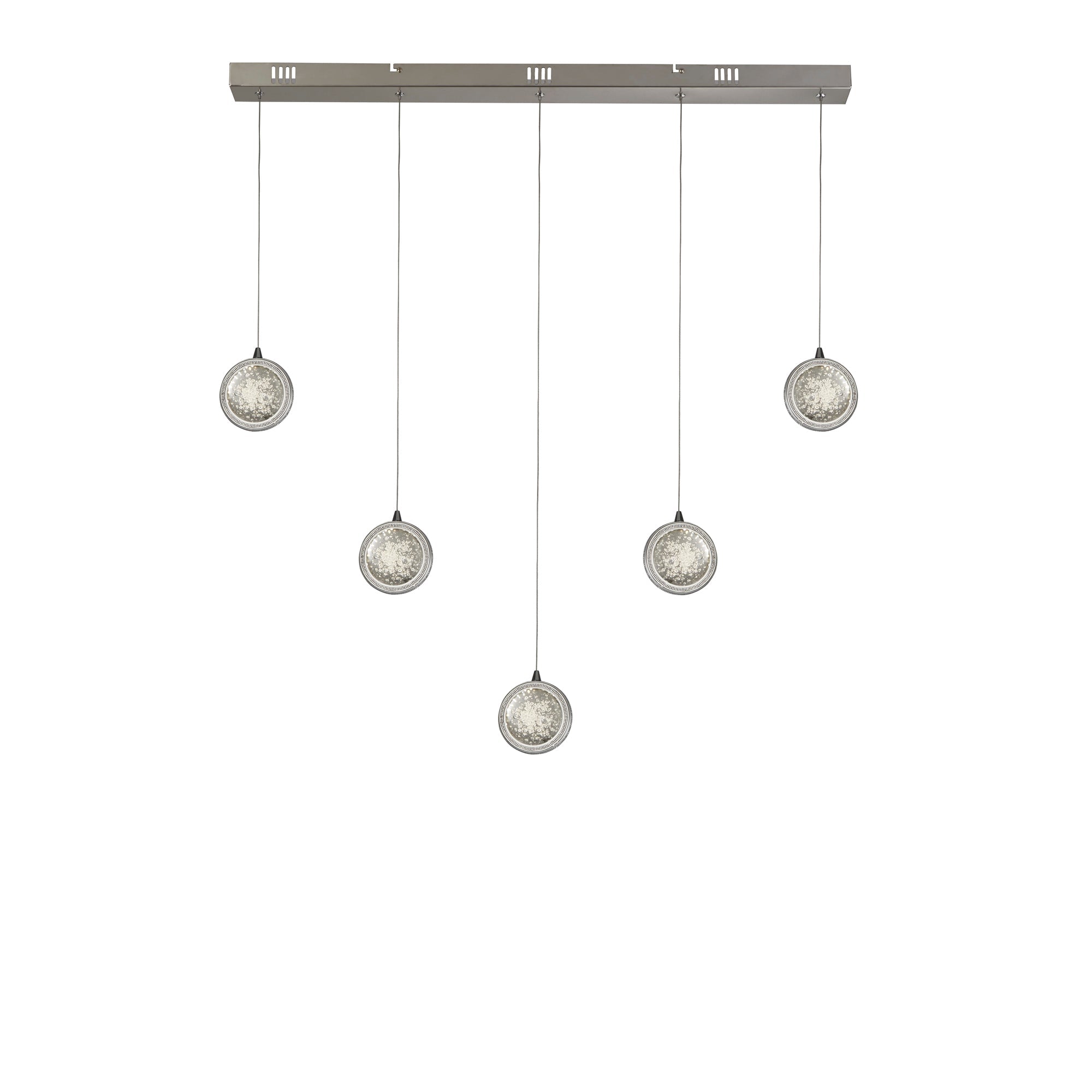 Quartz Bar Ceiling Pendant - Chrome & Bubble Glass