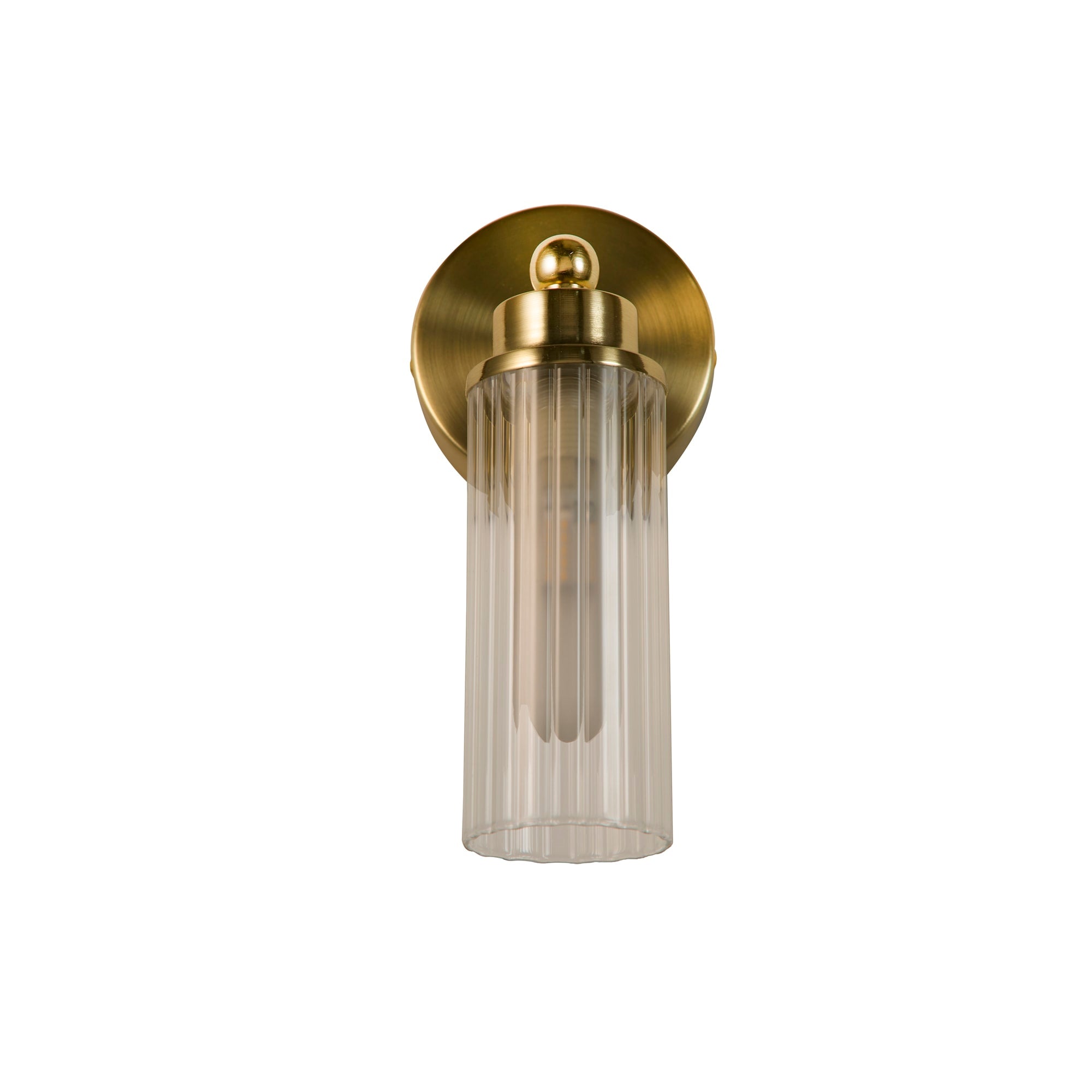 Imperial 1Lt Wall Light, Satin Brass Metal & Clear Ribbed Gl