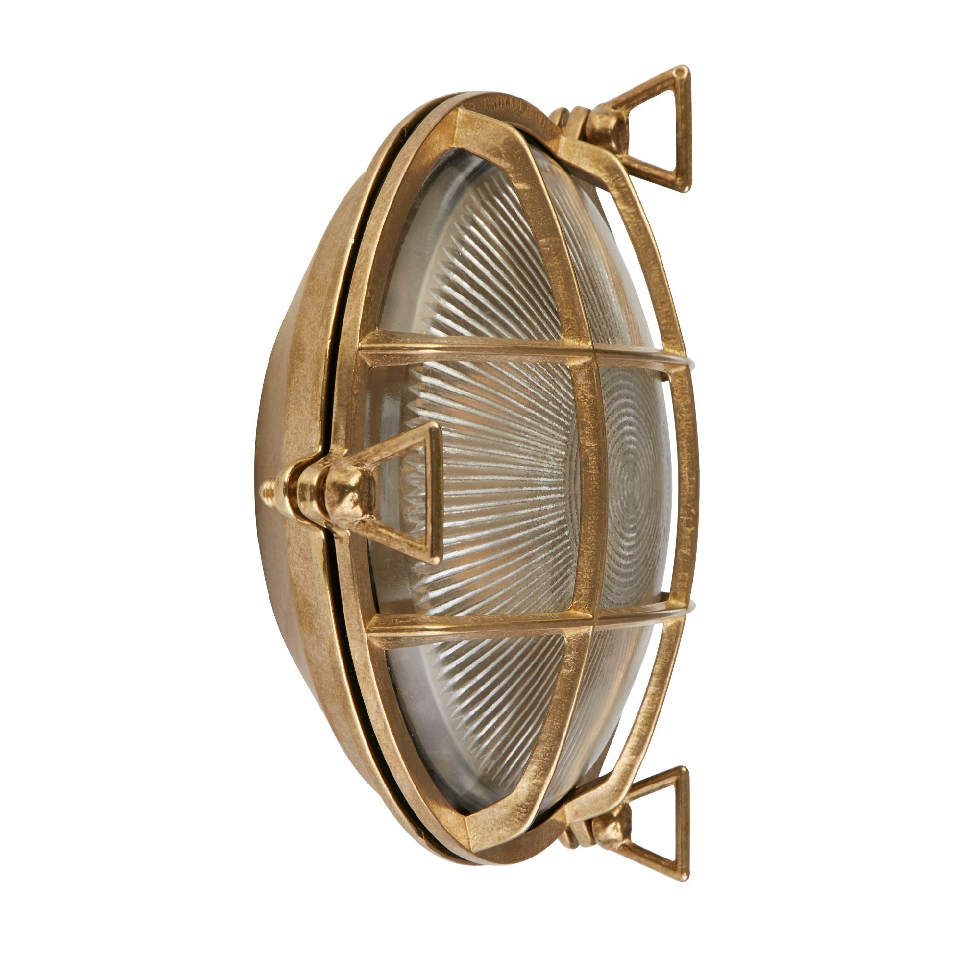 Bulkhead Round Outdoor Light - Solid Brass & Ribbed Glass