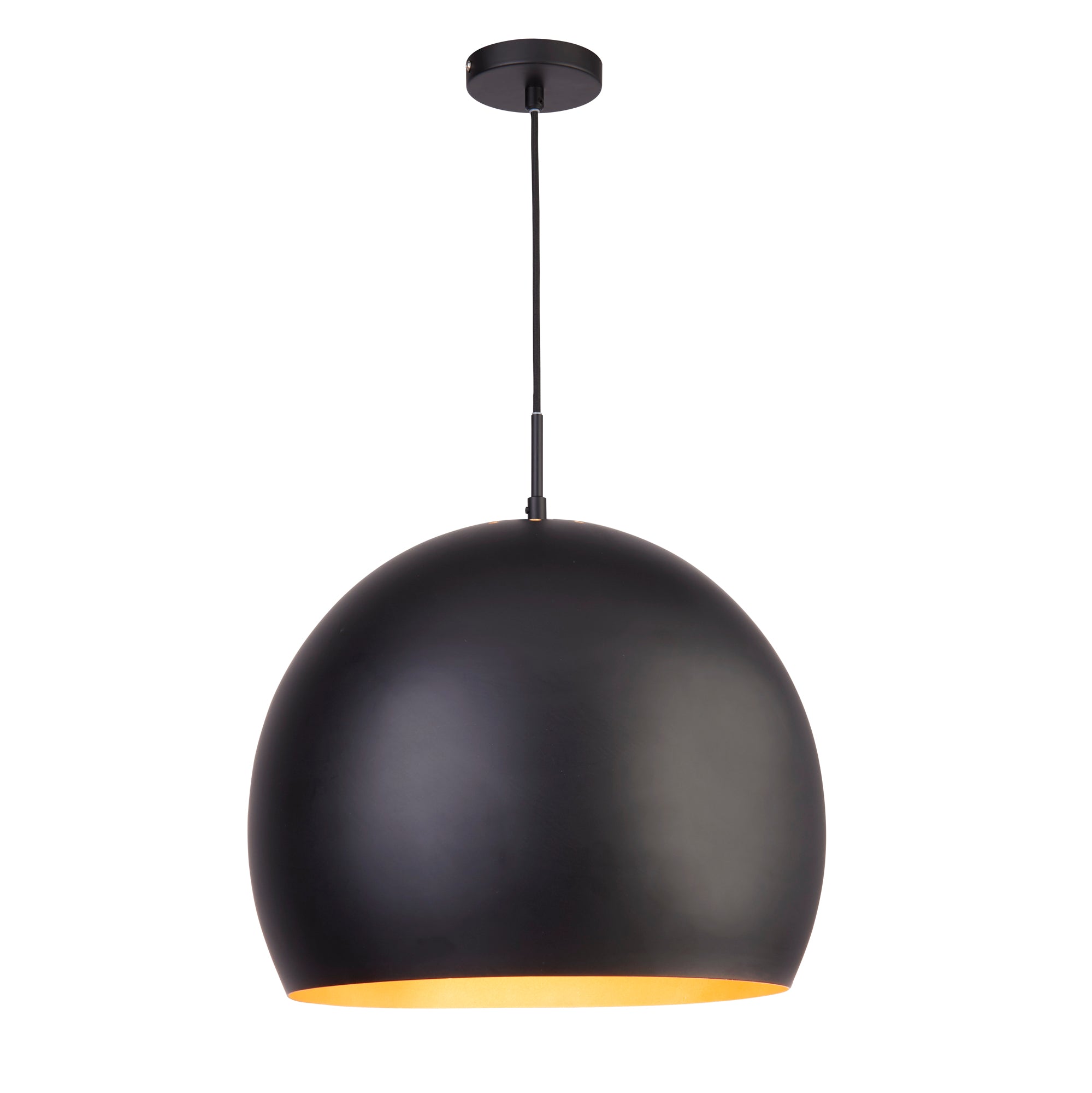 Chicago Pendant - Matt Black Metal & Gold Inner