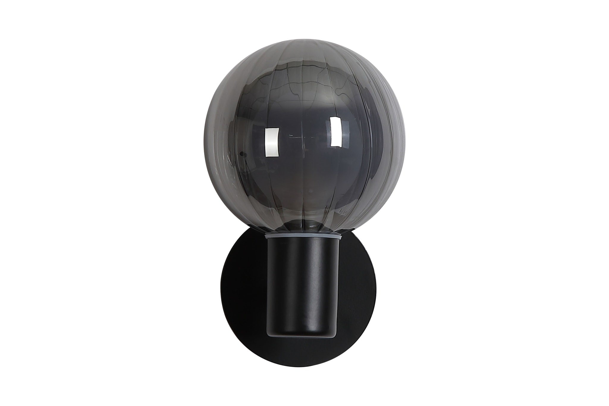 Luminsphere 1Lt Wall Light, Matt Black Metal with Smoked Gla