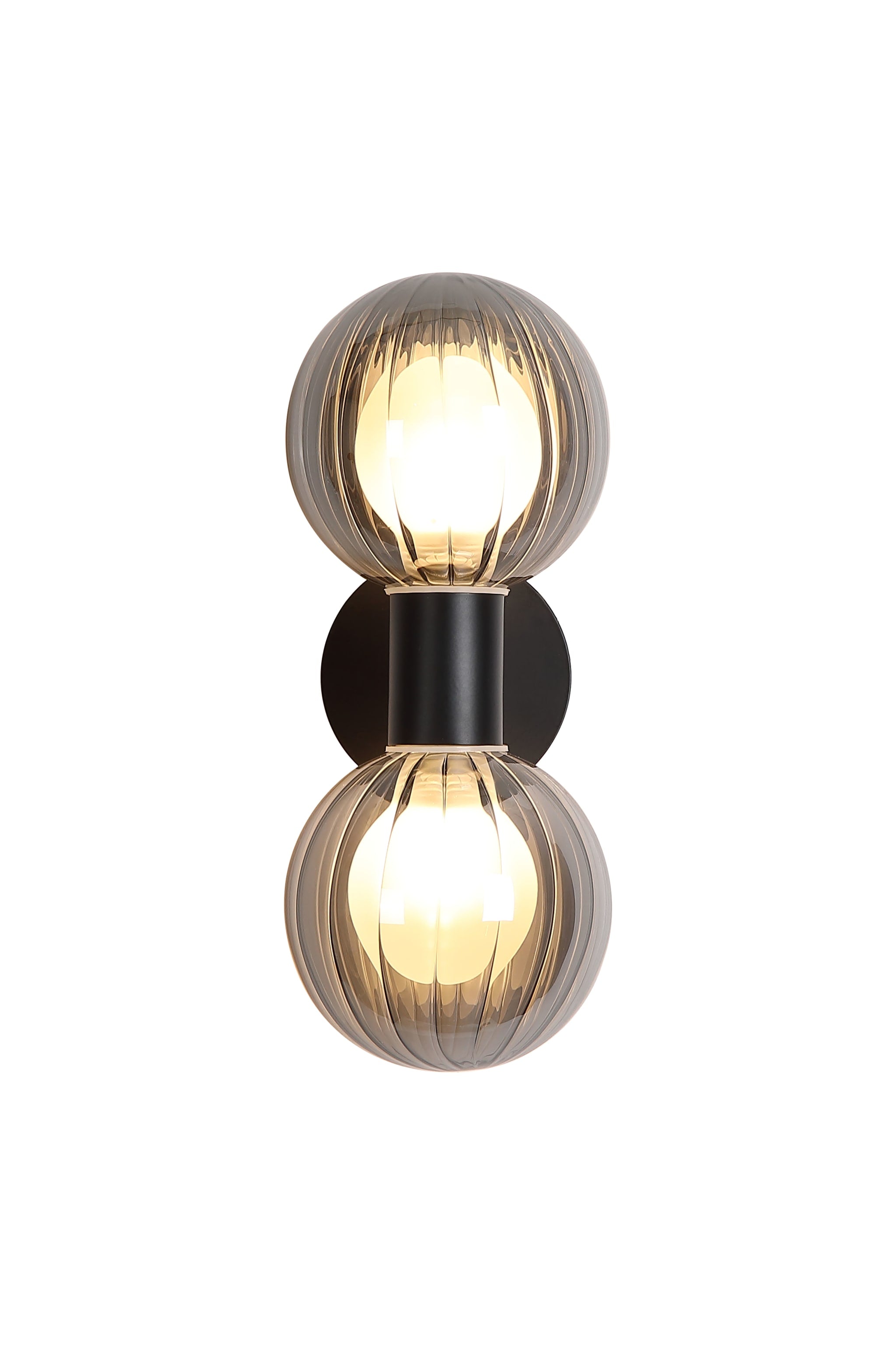 Luminsphere 2Lt Wall Light, Matt Black Metal with Smoked Gla