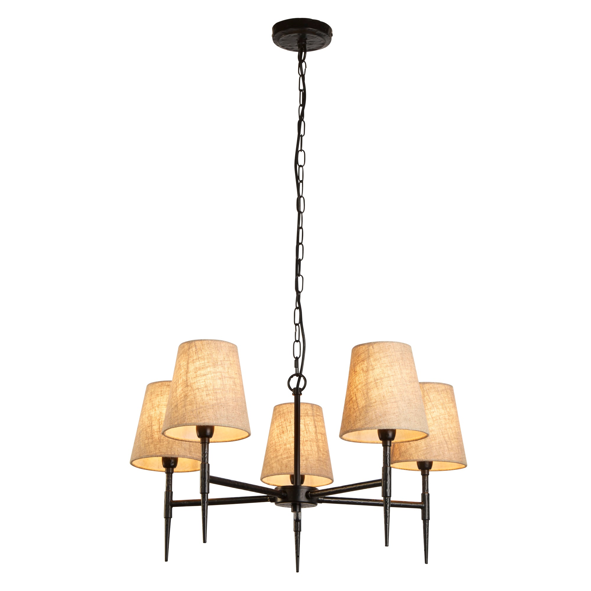 Gothic Pendant - Hammered Black Metal & Natural Linen