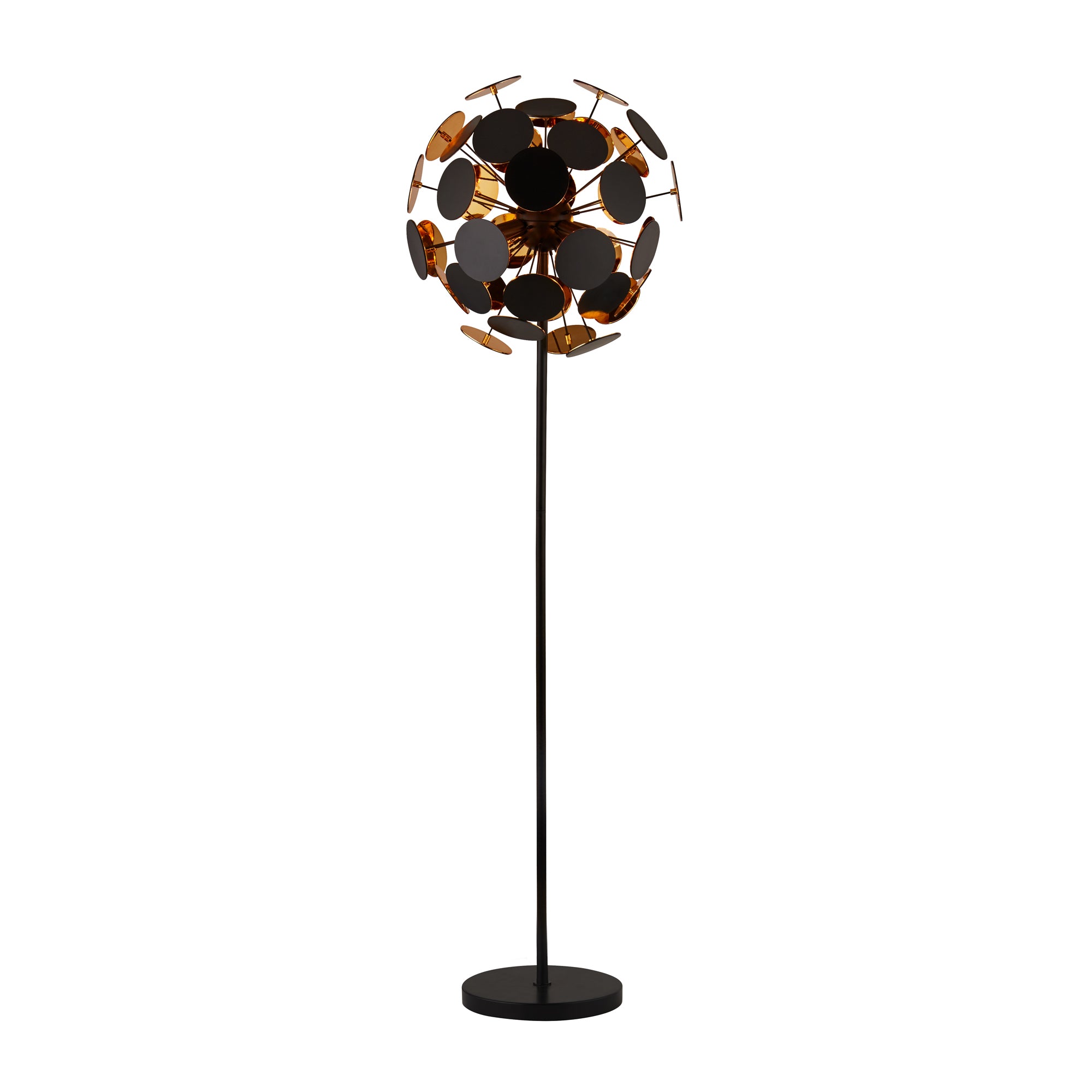 Discus Floor Lamp - Black Metal, Black & Gold PC Discs