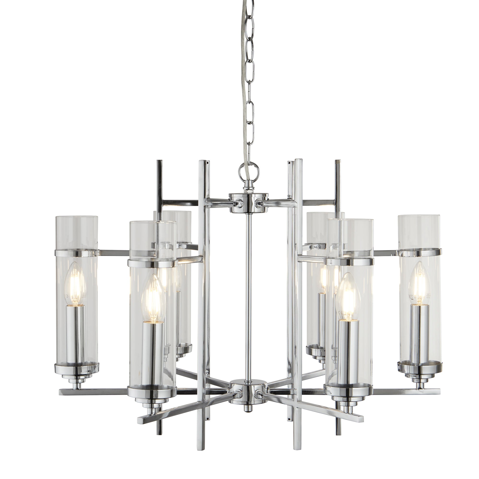 Milo Pendant - Chrome Metal & Glass 6