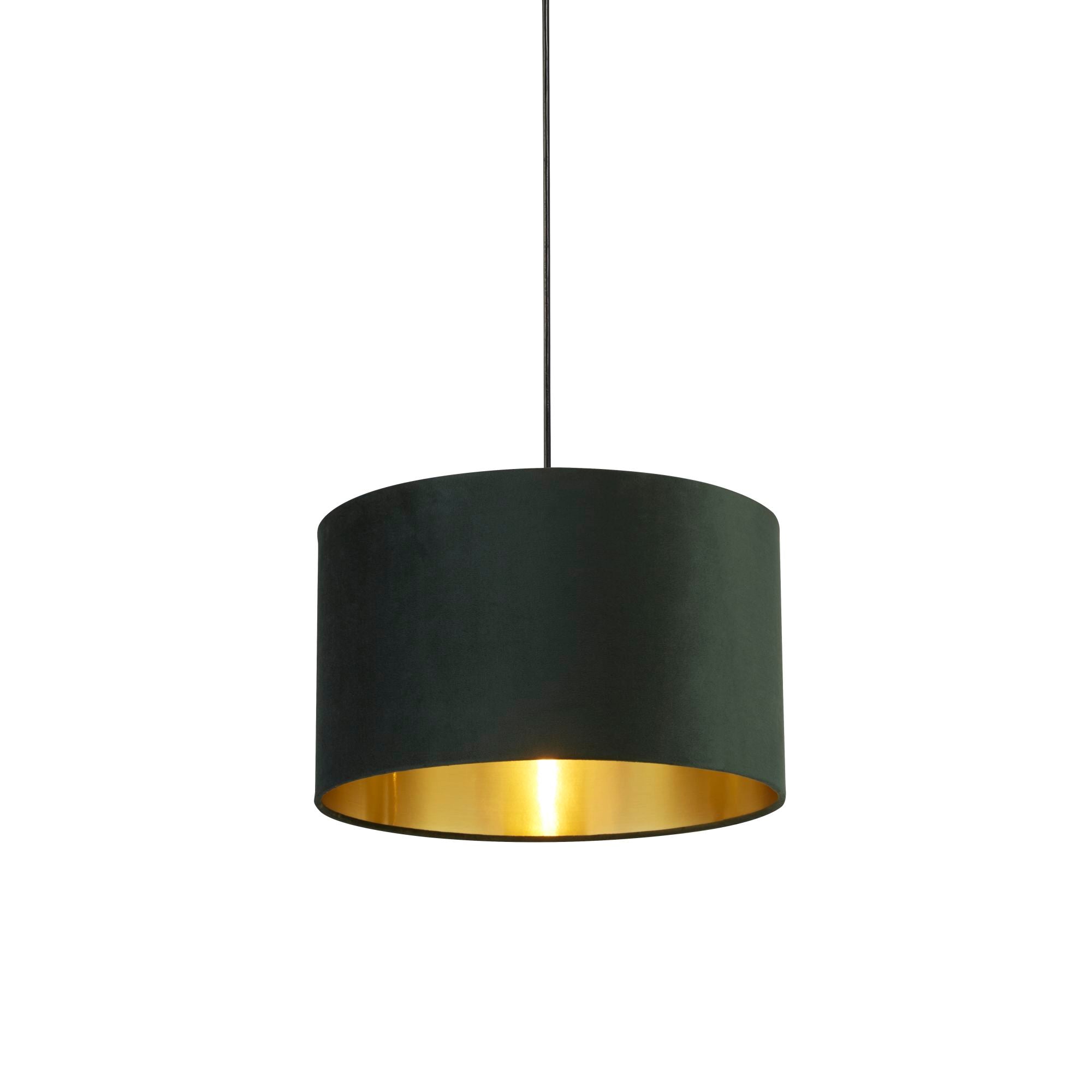 Lux&Belle Drum Shade Green Velvet and Gold Inner / 400 x 240