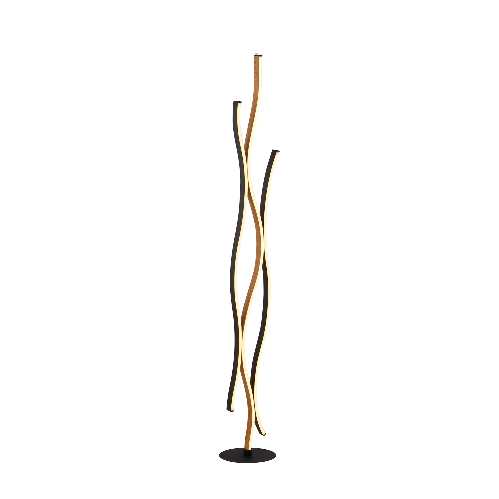 Bloom Floor Lamp - Black Metal & Wood Effect