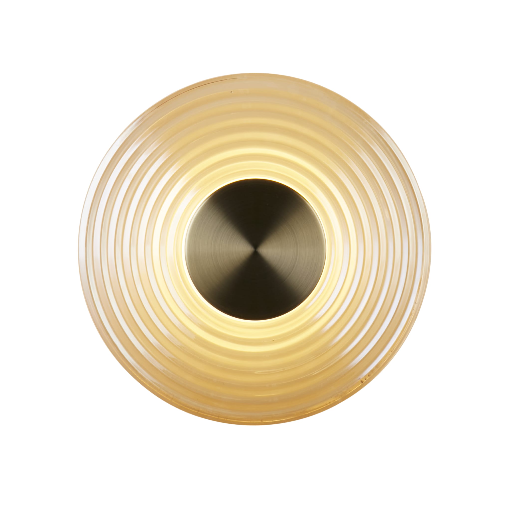 Cleo LED Wall Light, Antique Brass Metal with Amber Glass