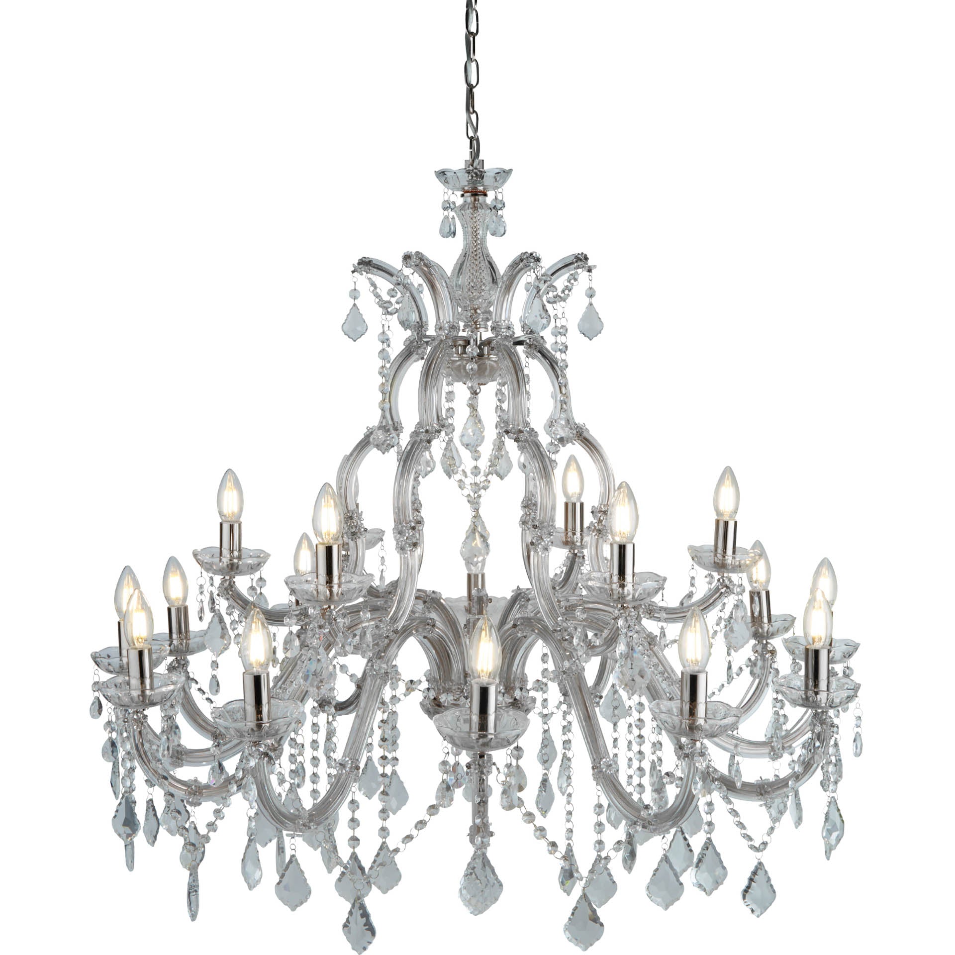 Marie Therese Chandelier - Clear Crystal Chrome / 18