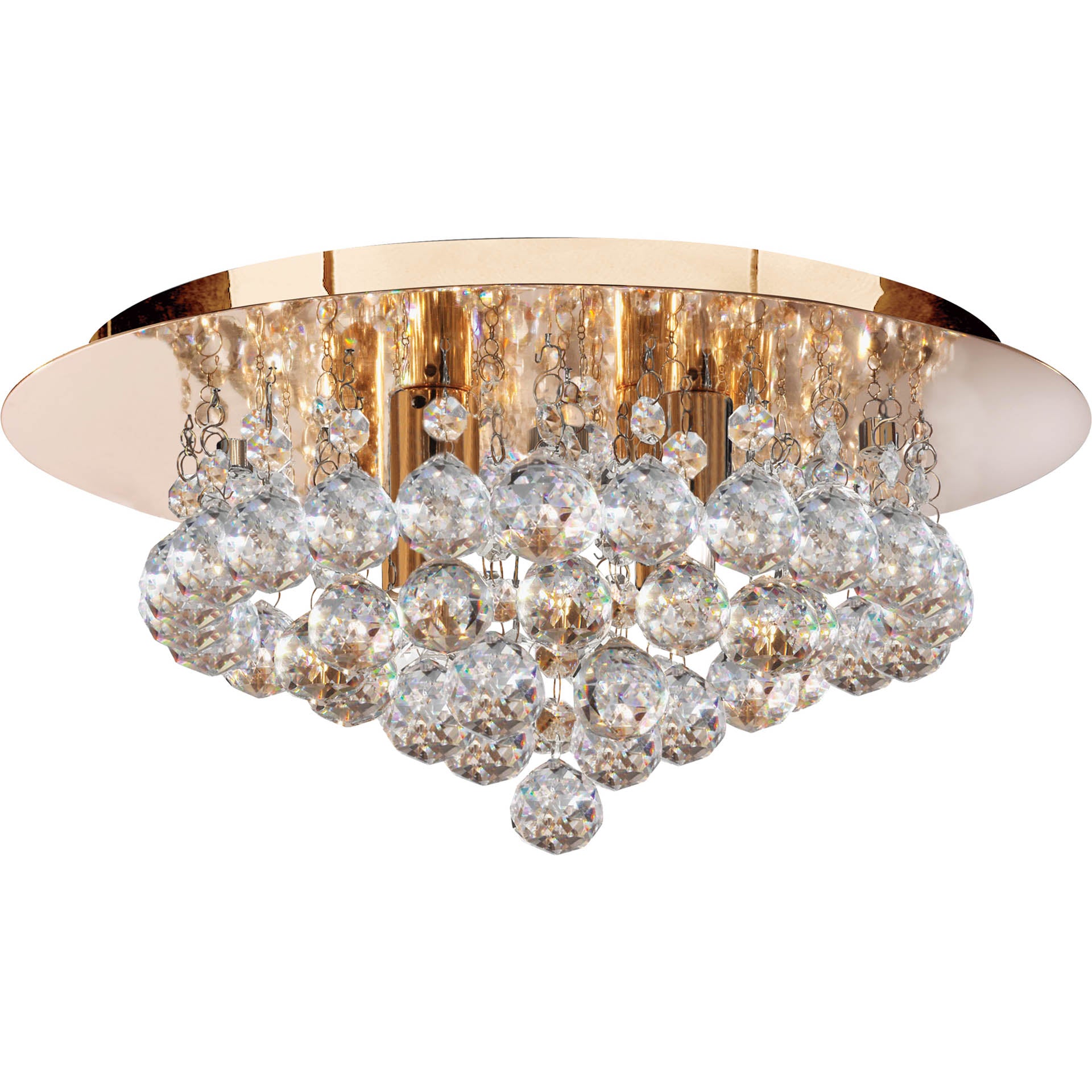 Hanna 4Lt Flush - Gold Metal & Clear Crystal Gold / 4 / 350 x 175