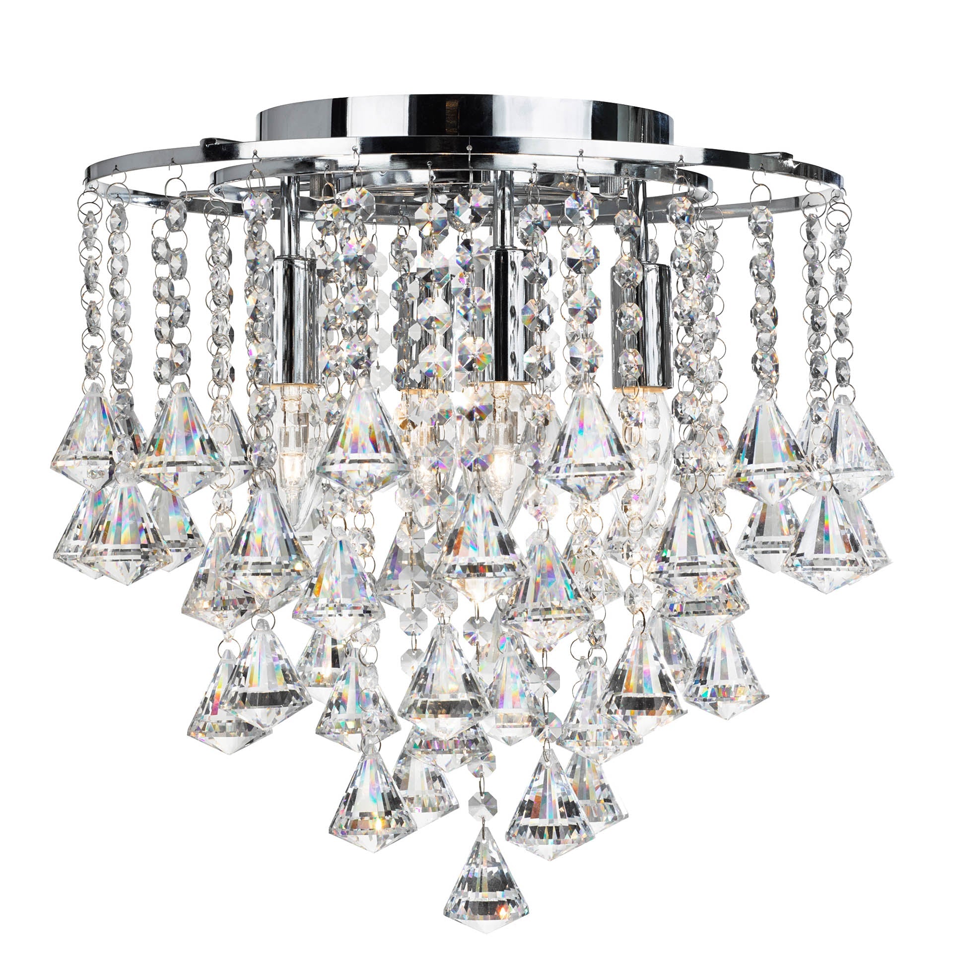 Dorchester Flush - Chrome Metal & Clear Crystal