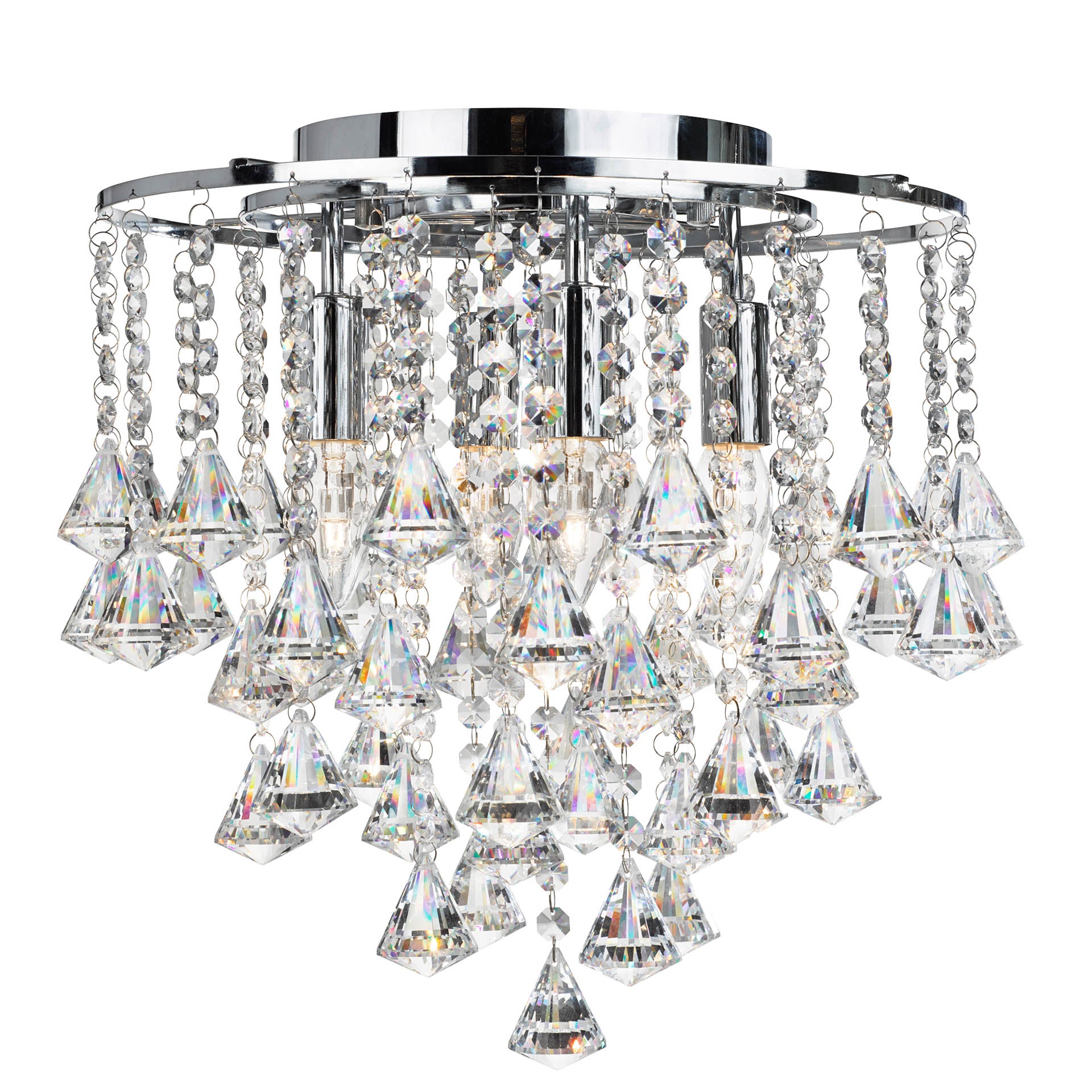 Dorchester Flush - Chrome Metal & Clear Crystal