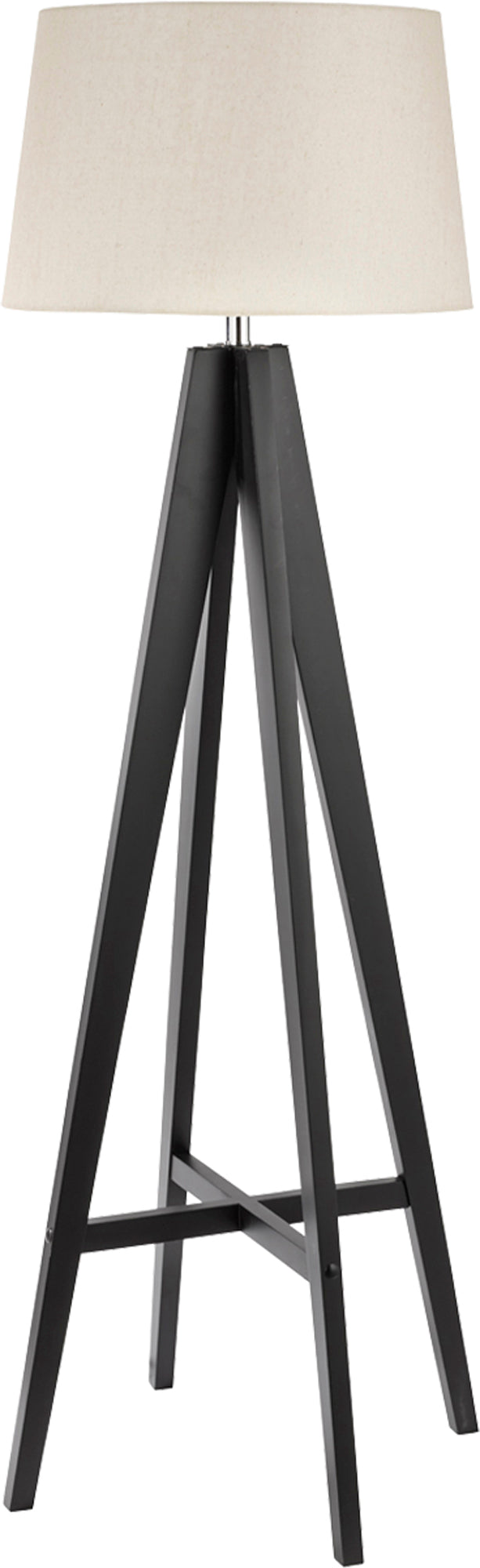 Easel Floor Lamp - Dark Wood & Cream Linen Shade