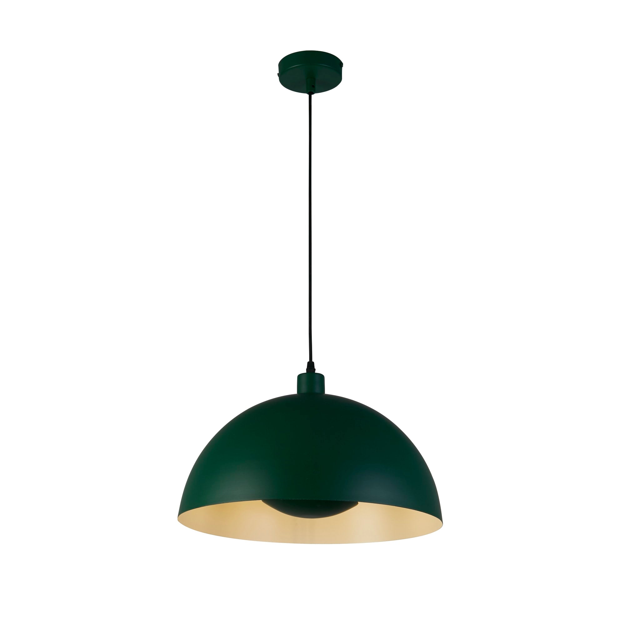 Mars 1LT Pendant, Matt Green Metal & Cream Inner 25cm