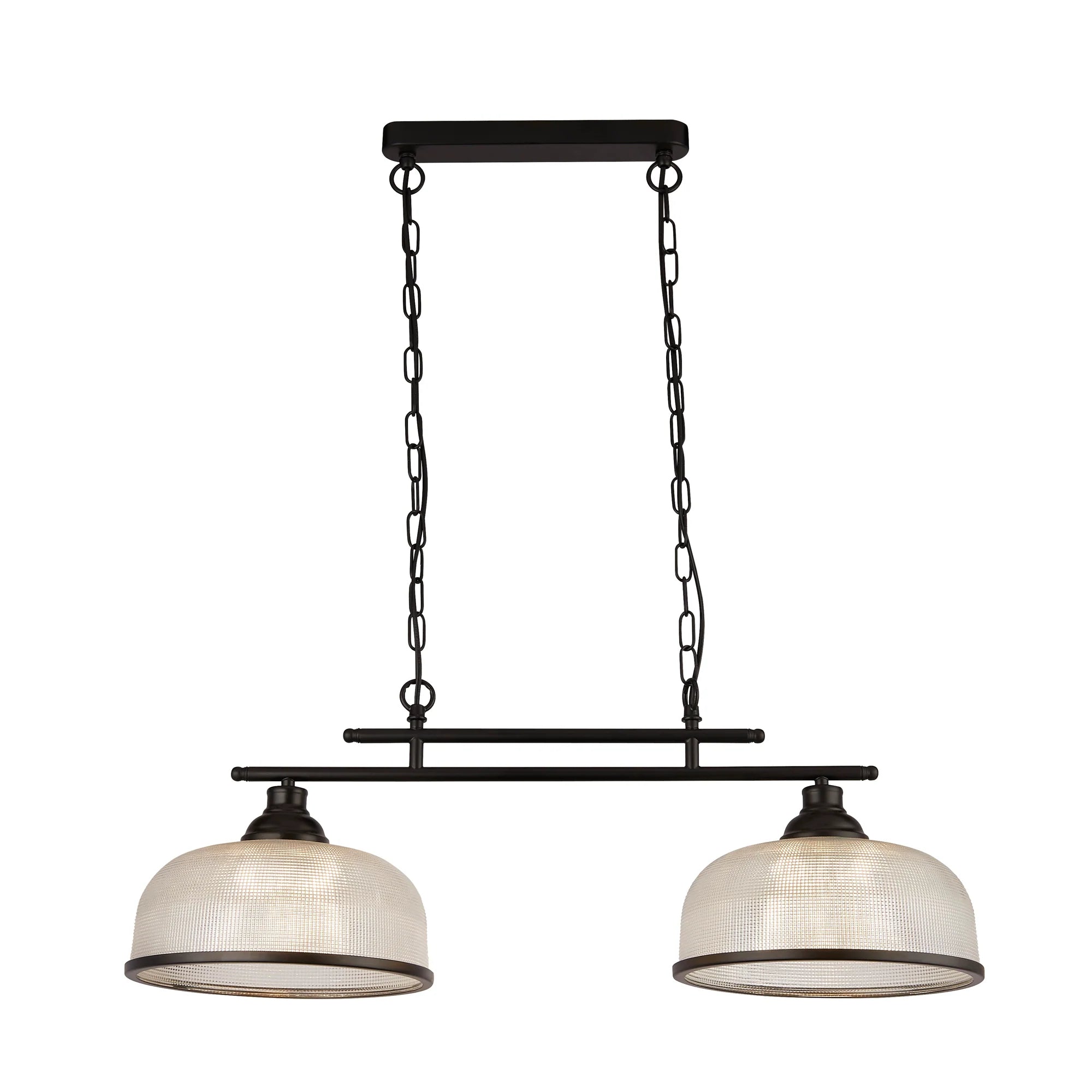 Highworth Pendant - Black Metal & Holophane Style Glass II