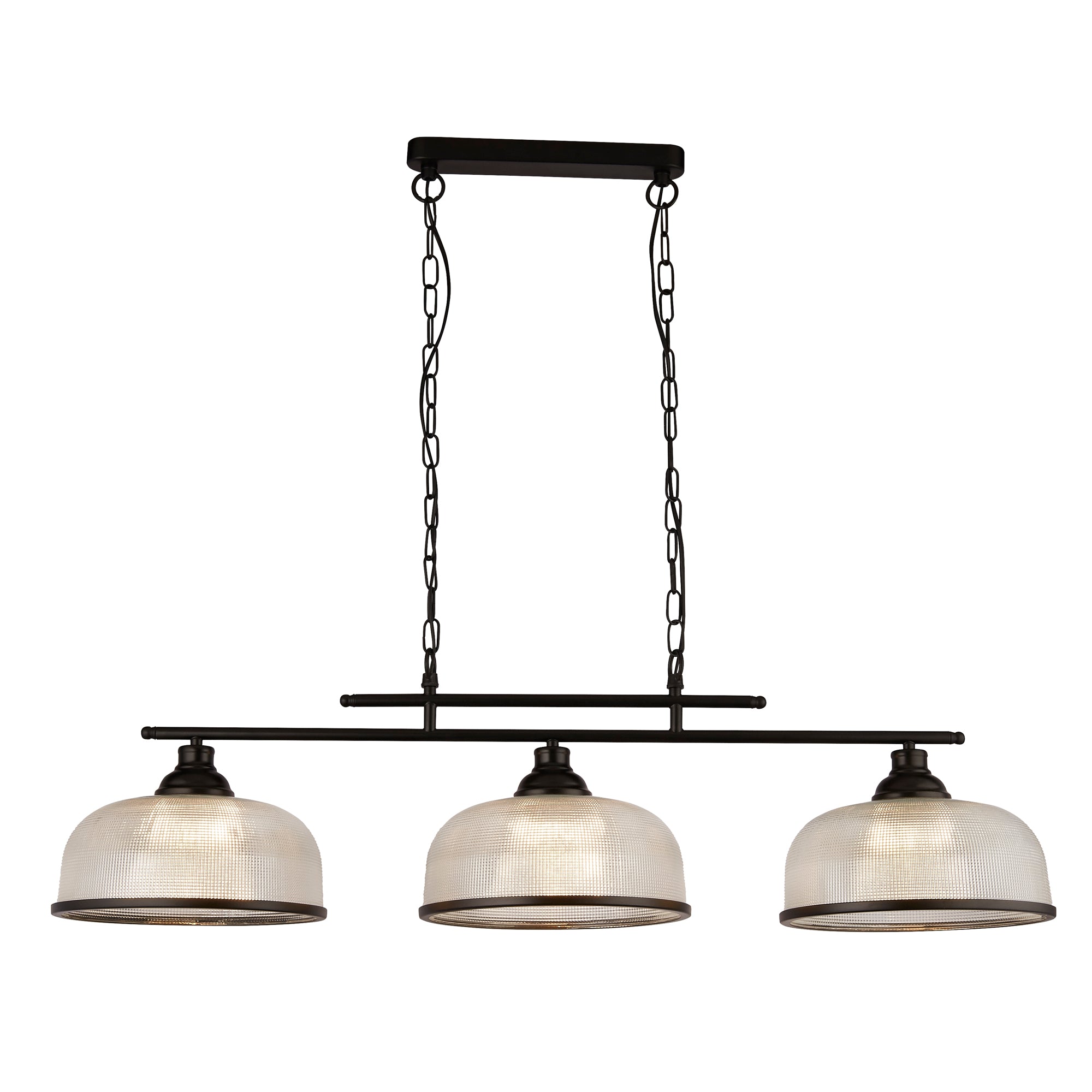 Highworth Pendant - Black Metal & Holophane Style Glass II 3