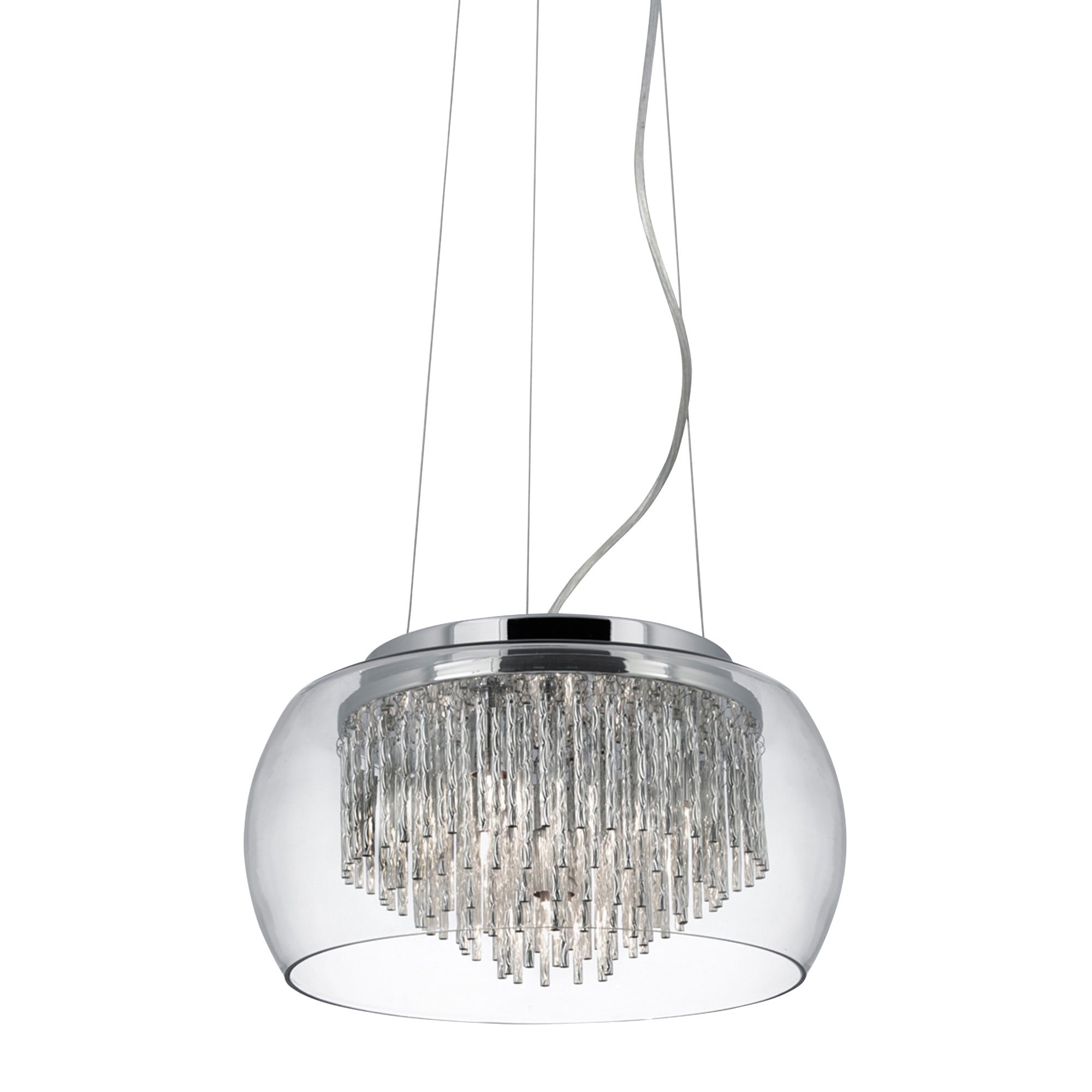 Curva Pendant - Chrome Metal & Crystal Glass