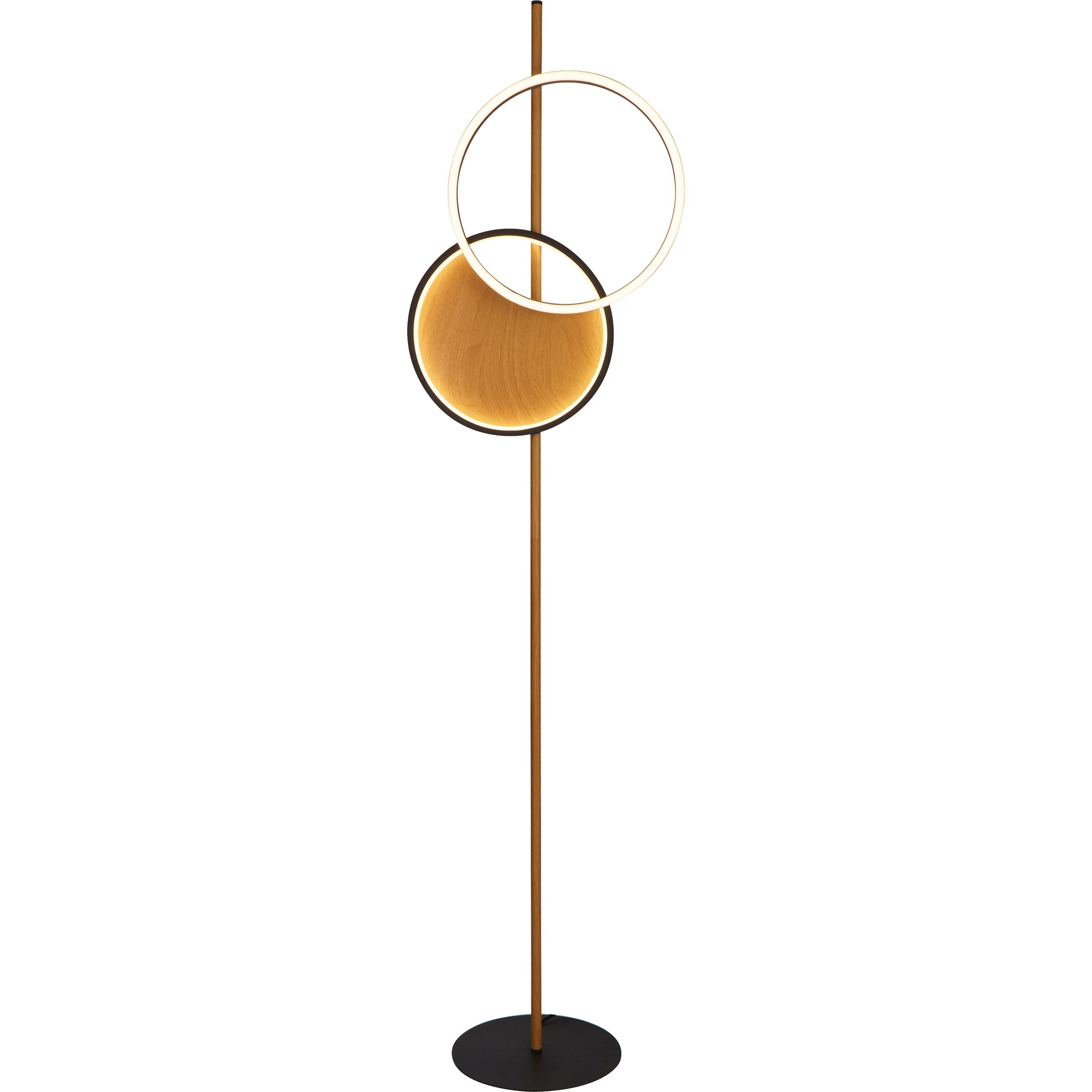 Curio Floor Lamp - Black Metal & Wood