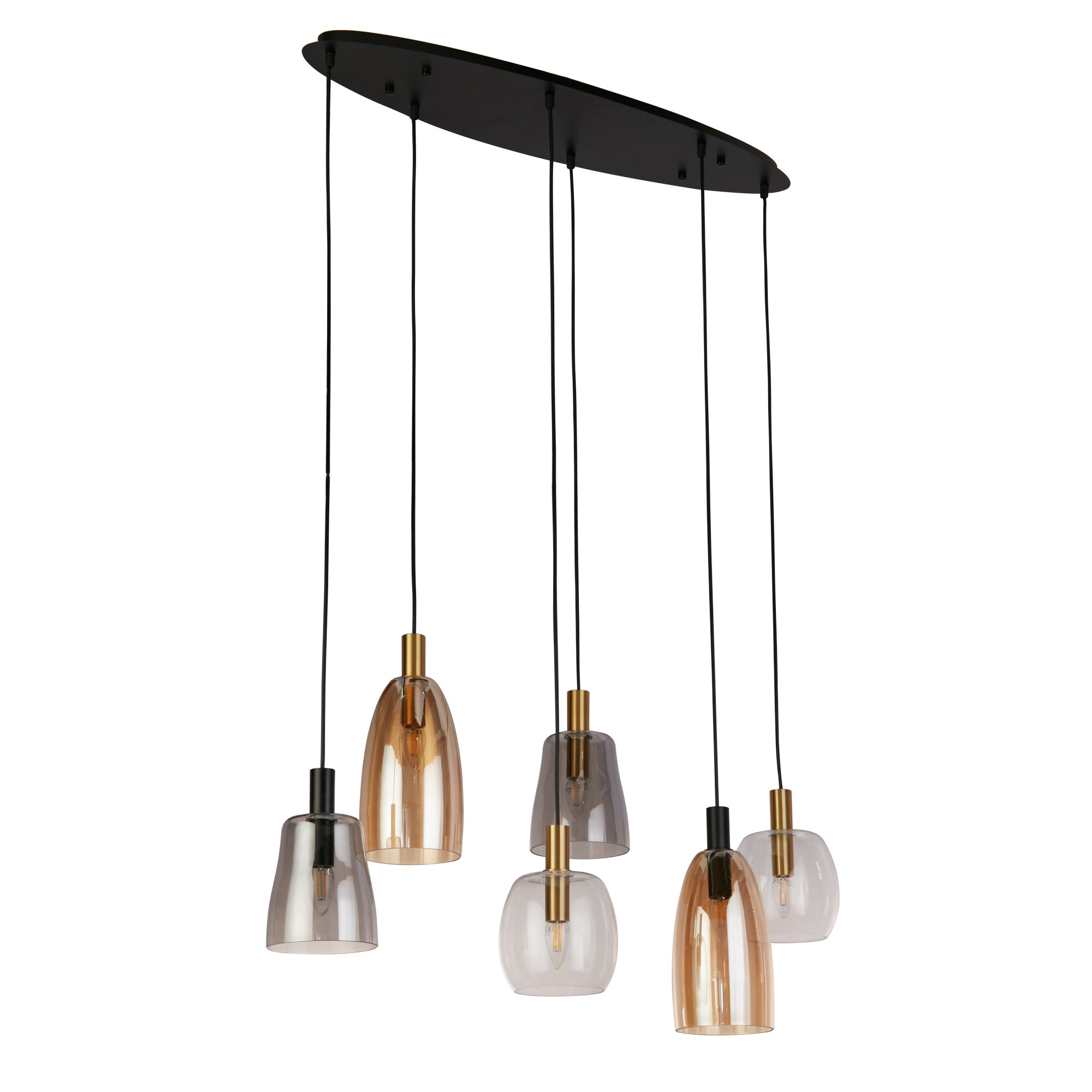 Divine Multi-Drop Pendant - Black Metal & Coloured Glass
