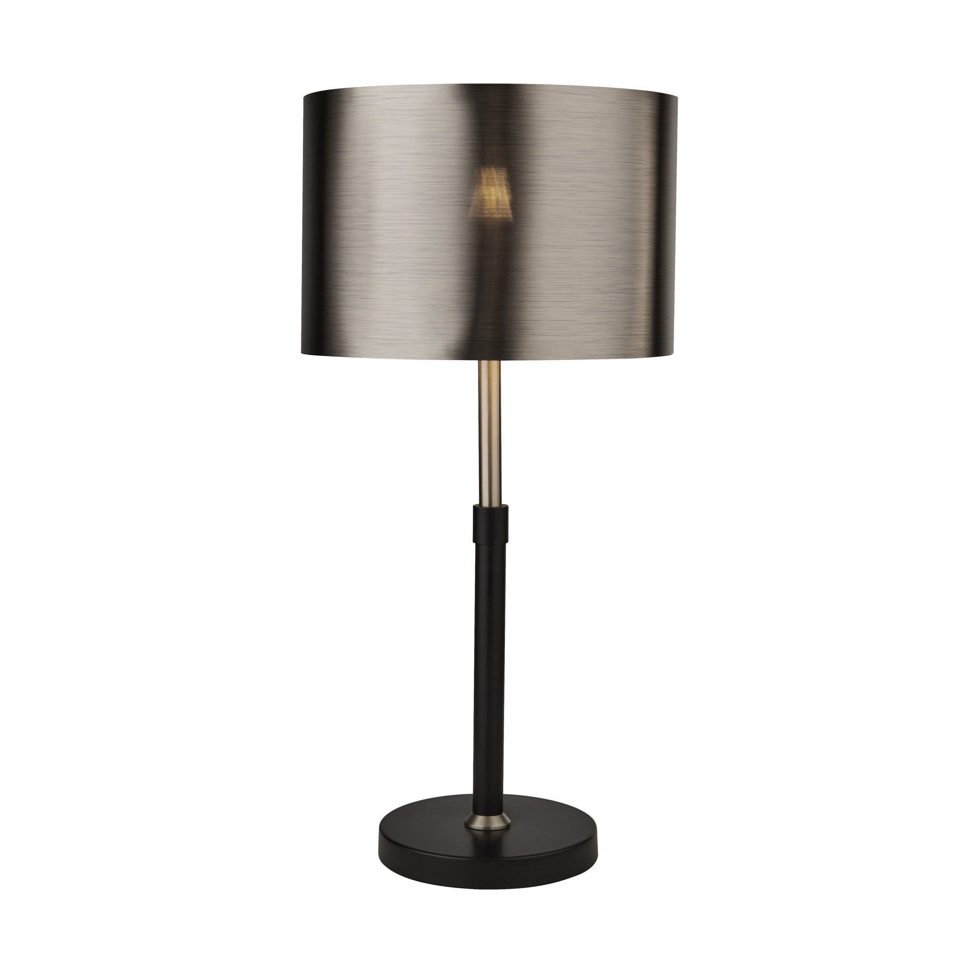 Rachel Table Lamp- Black, Silver, Chrome Metal & Black Shade