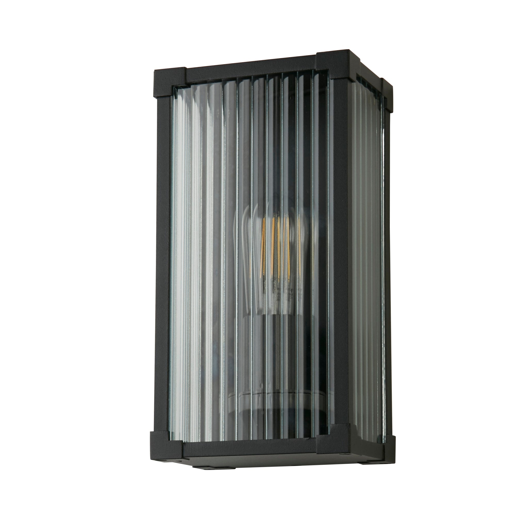 Cincinnati Outdoor Wall Lamp Aluminium, Clear ribbed glass