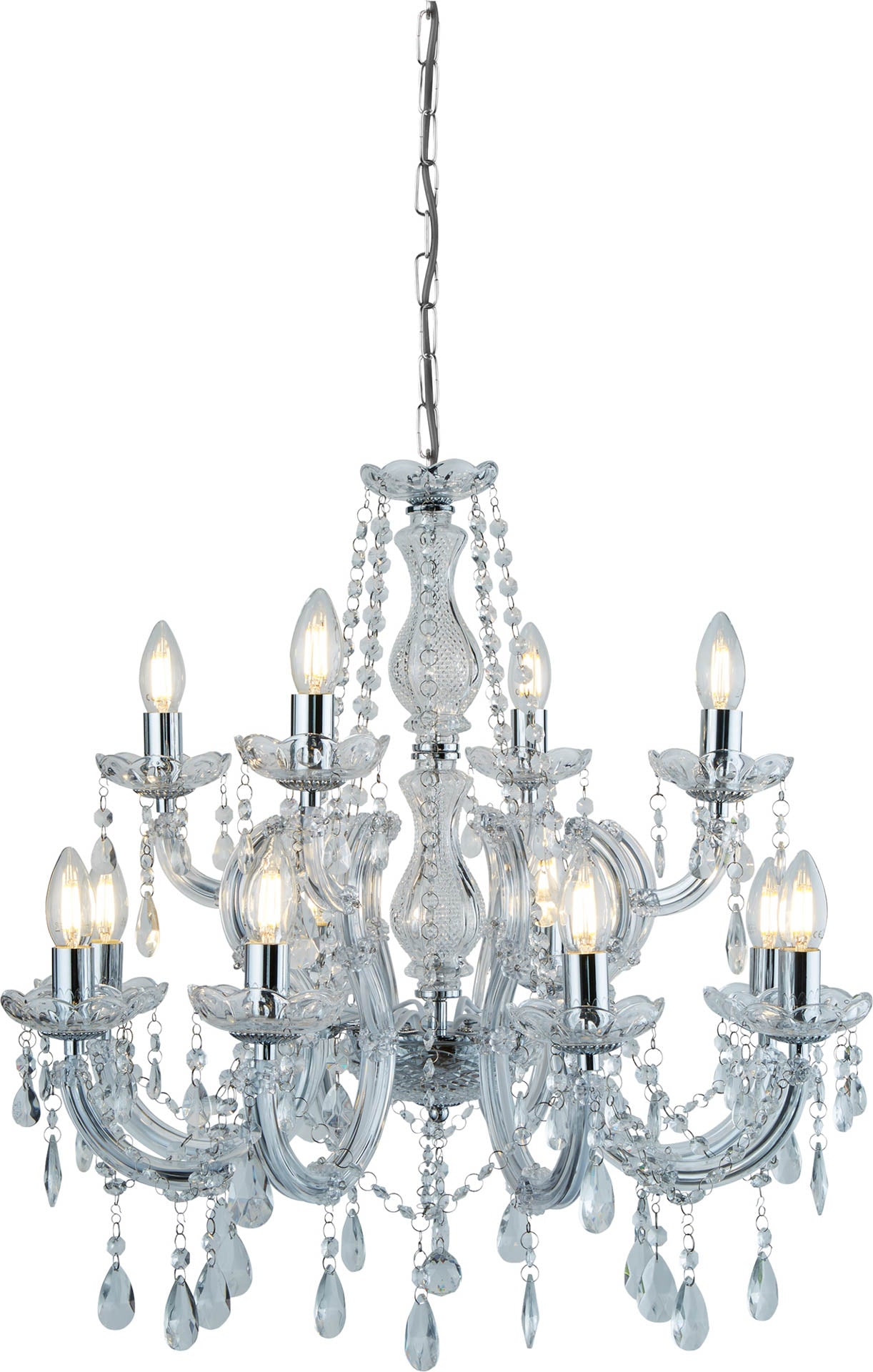 Marie Therese Chandelier - Clear Crystal Chrome / 12