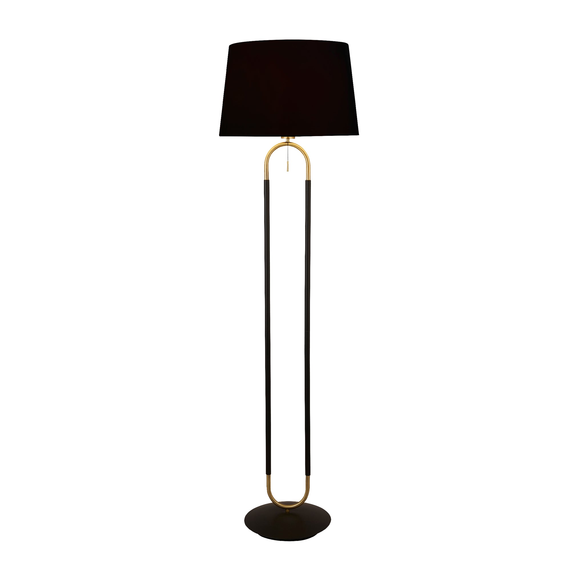 Jazz Floor Lamp - Black, Satin Brass Metal Satin Brass & Black Shade