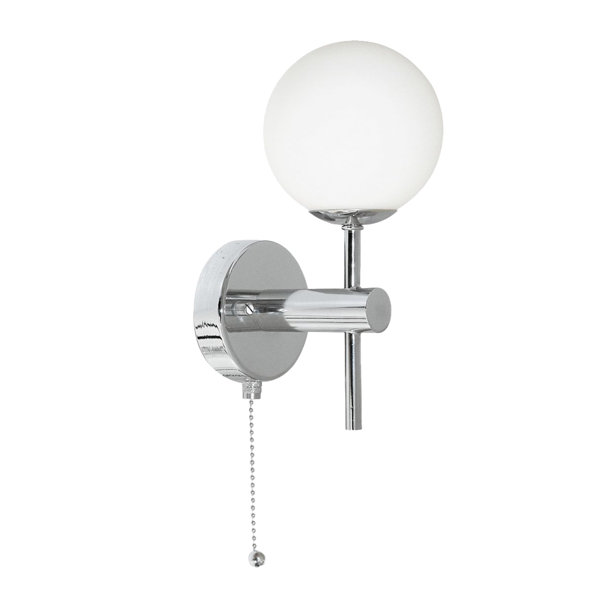 Global Wall Light - Chrome Metal, Mirror & Opal Glass