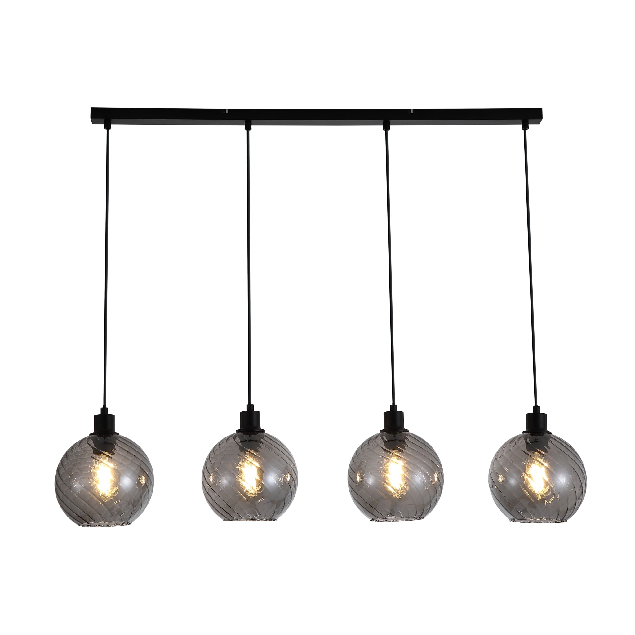 Radiance 4Lt Bar Pendant, Black Metal and Smoked Glass