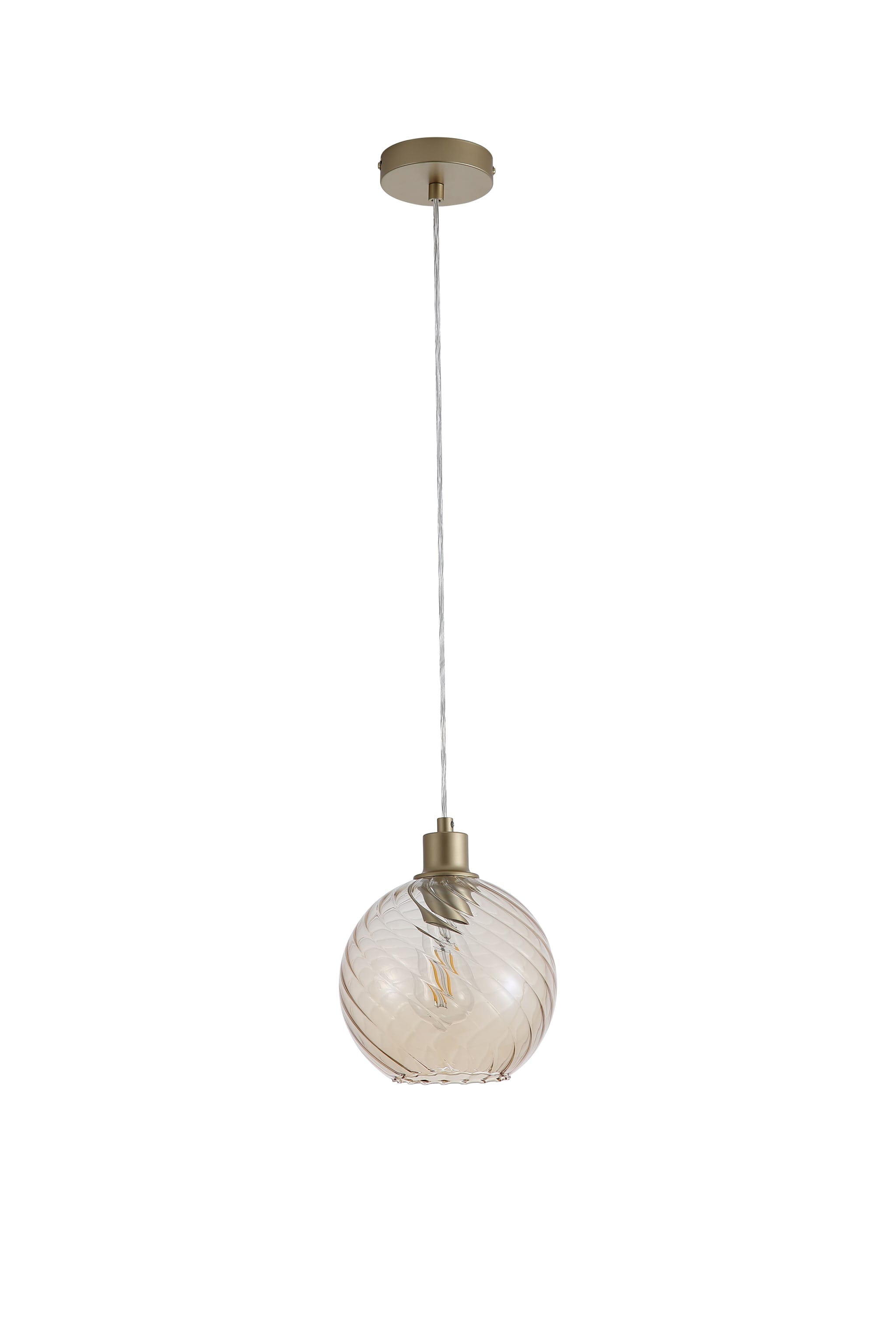 Radiance 1Lt Pendant, Gold Metal and Champagne Glass