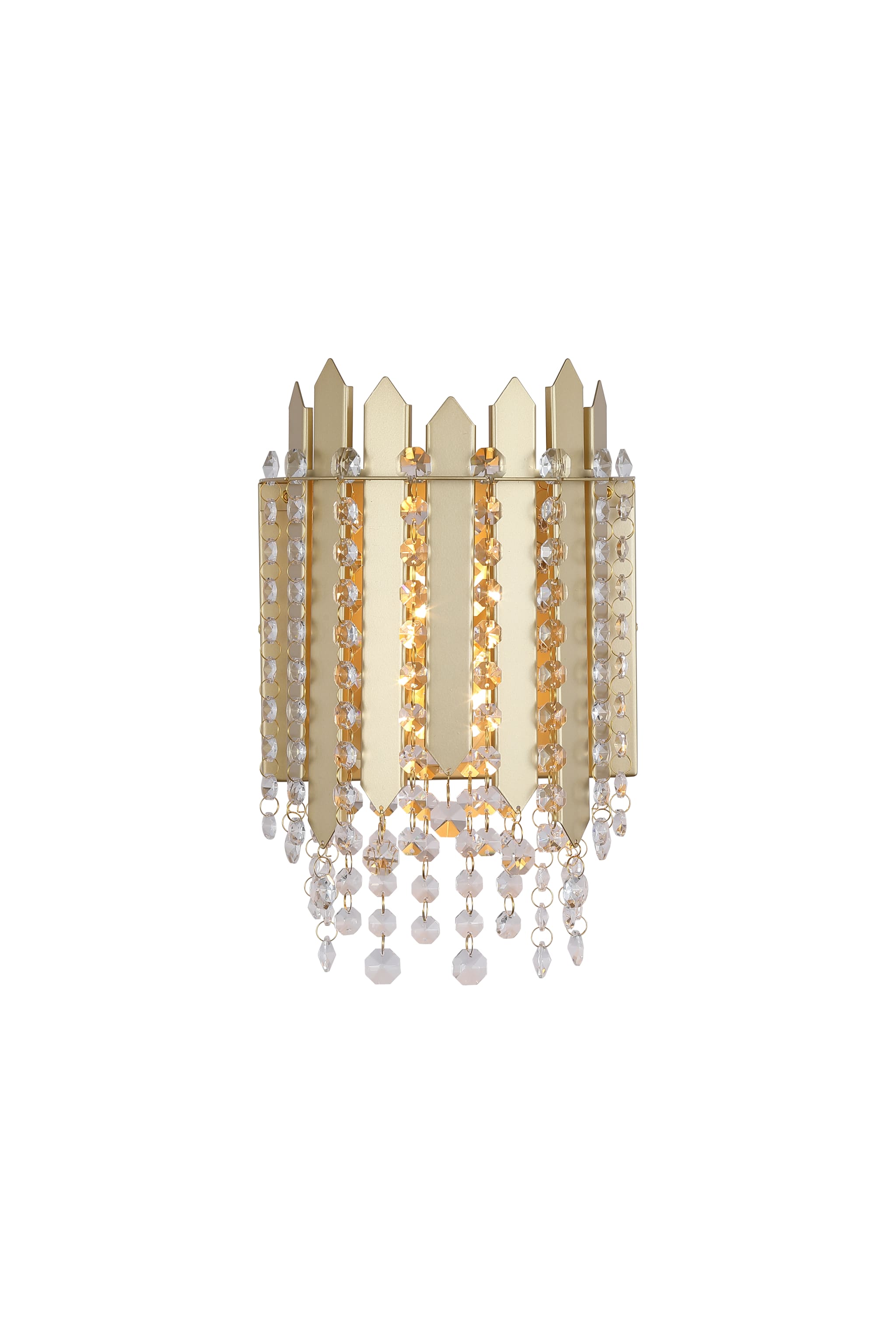 Spear 2Lt Wall Light, Gold Metal with Clear Crystal