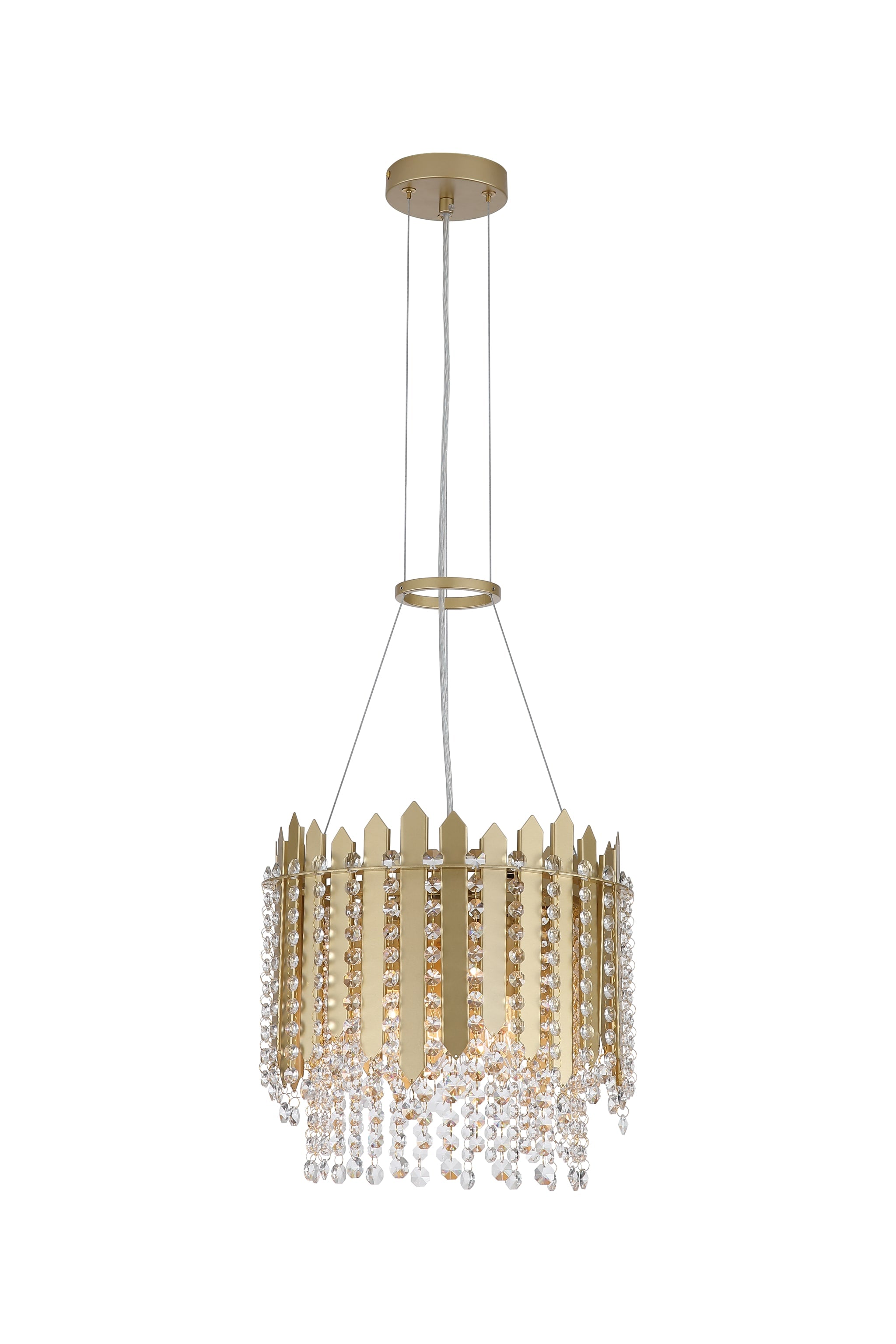 Spear 5Lt Pendant, Gold Metal with Clear Crystal