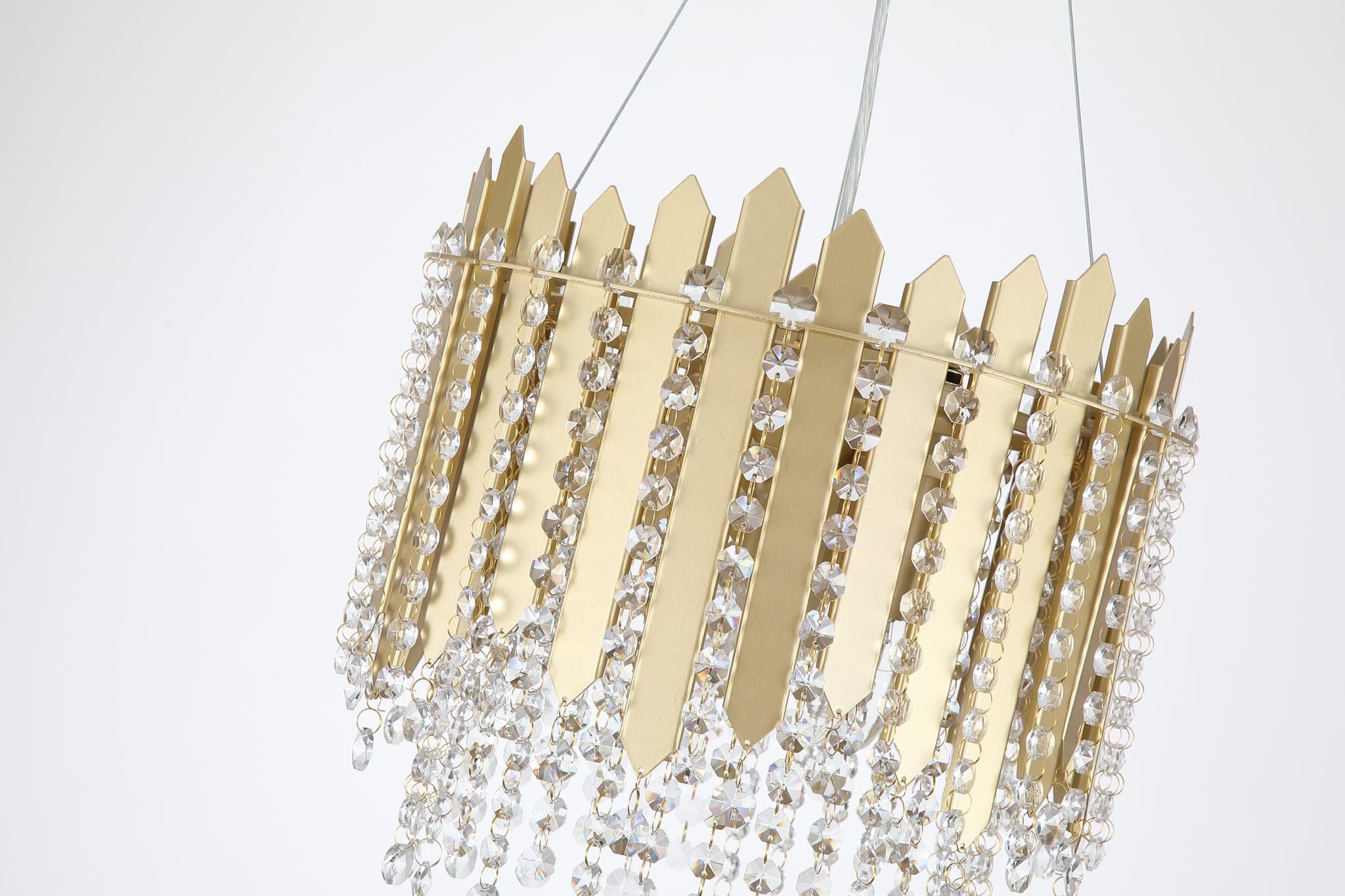 Spear 5Lt Pendant, Gold Metal with Clear Crystal