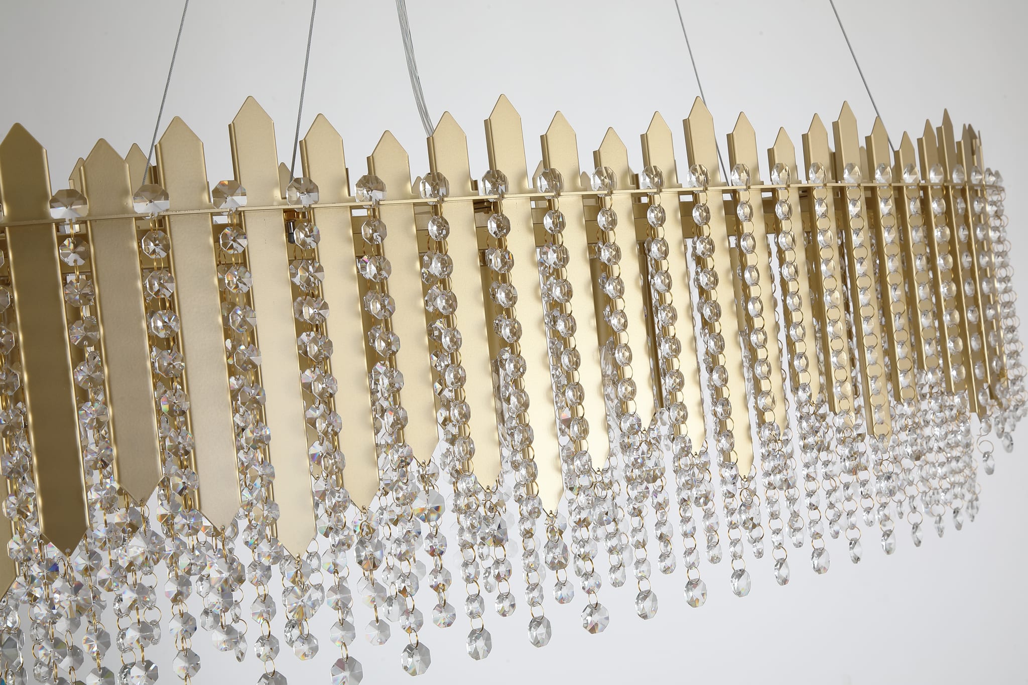 Spear 8Lt Diner Bar Pendant, Gold Metal with Clear Crystal