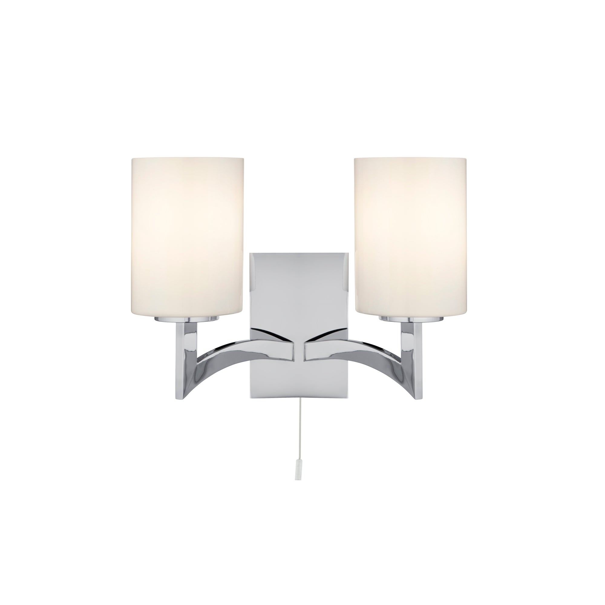 Gina Wall Light - Chrome & White Glass Shades