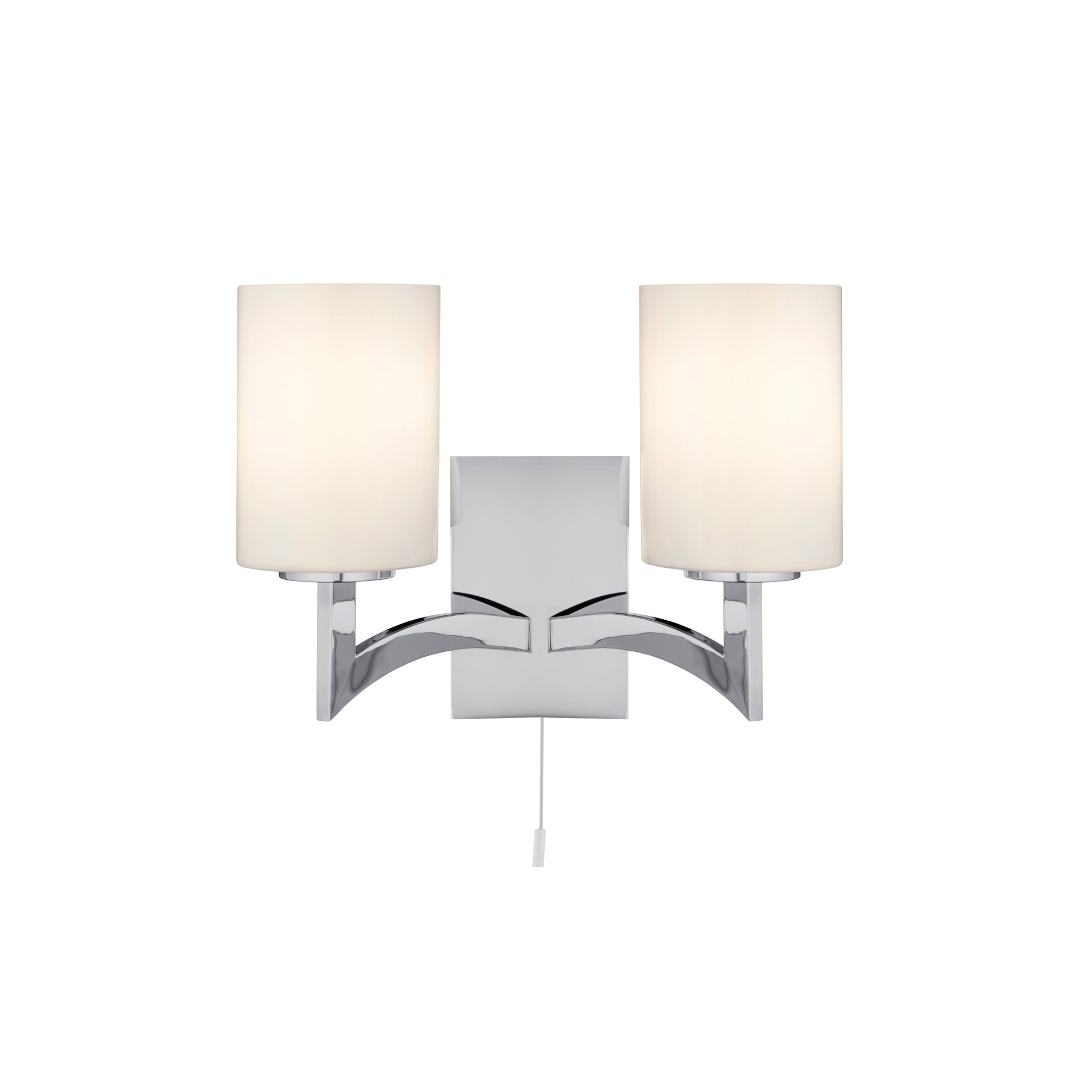 Gina Wall Light - Chrome & White Glass Shades