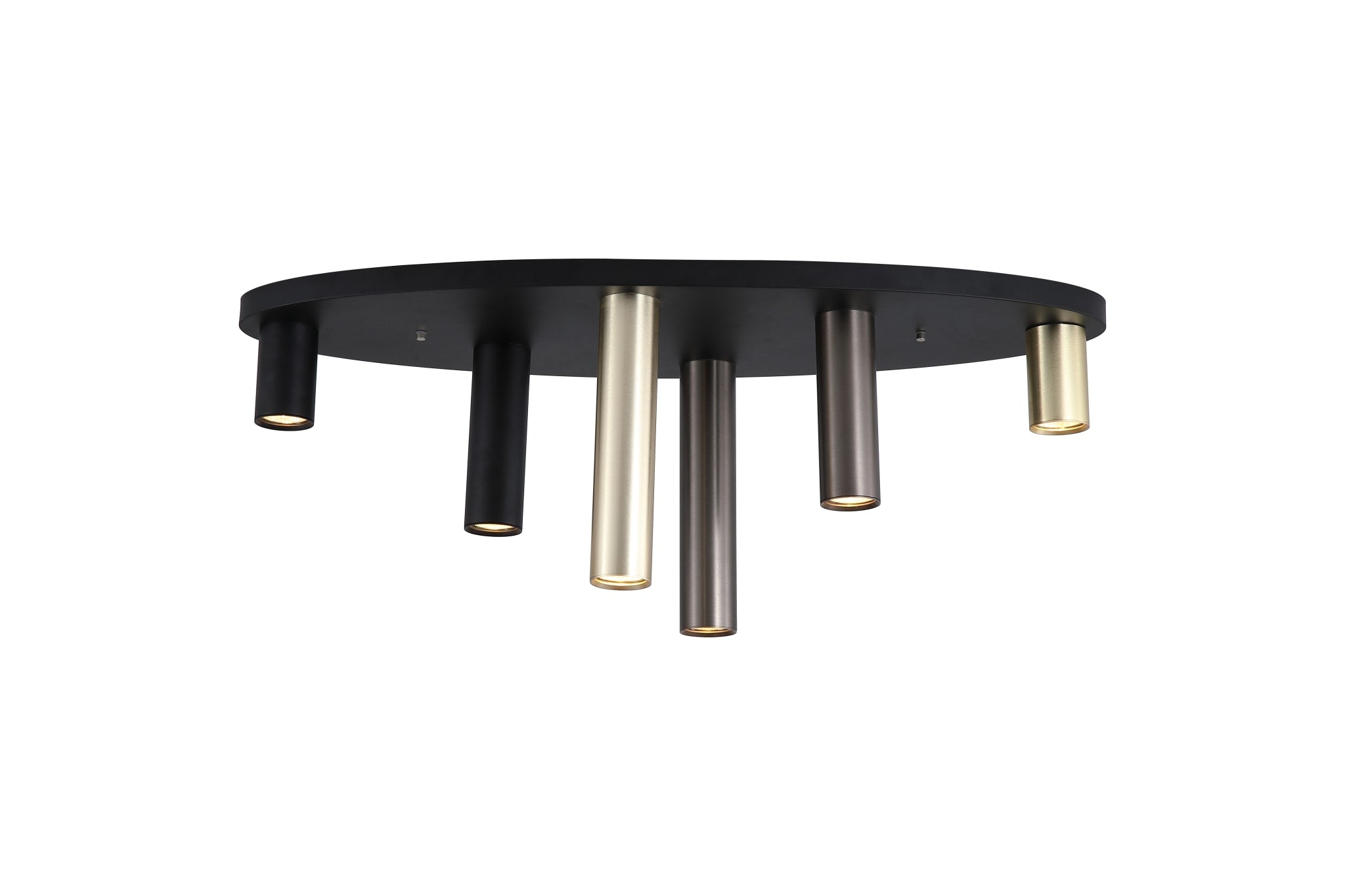 Tubes 6Lt Flush, Black Metal, Anodized Bronze, Brass