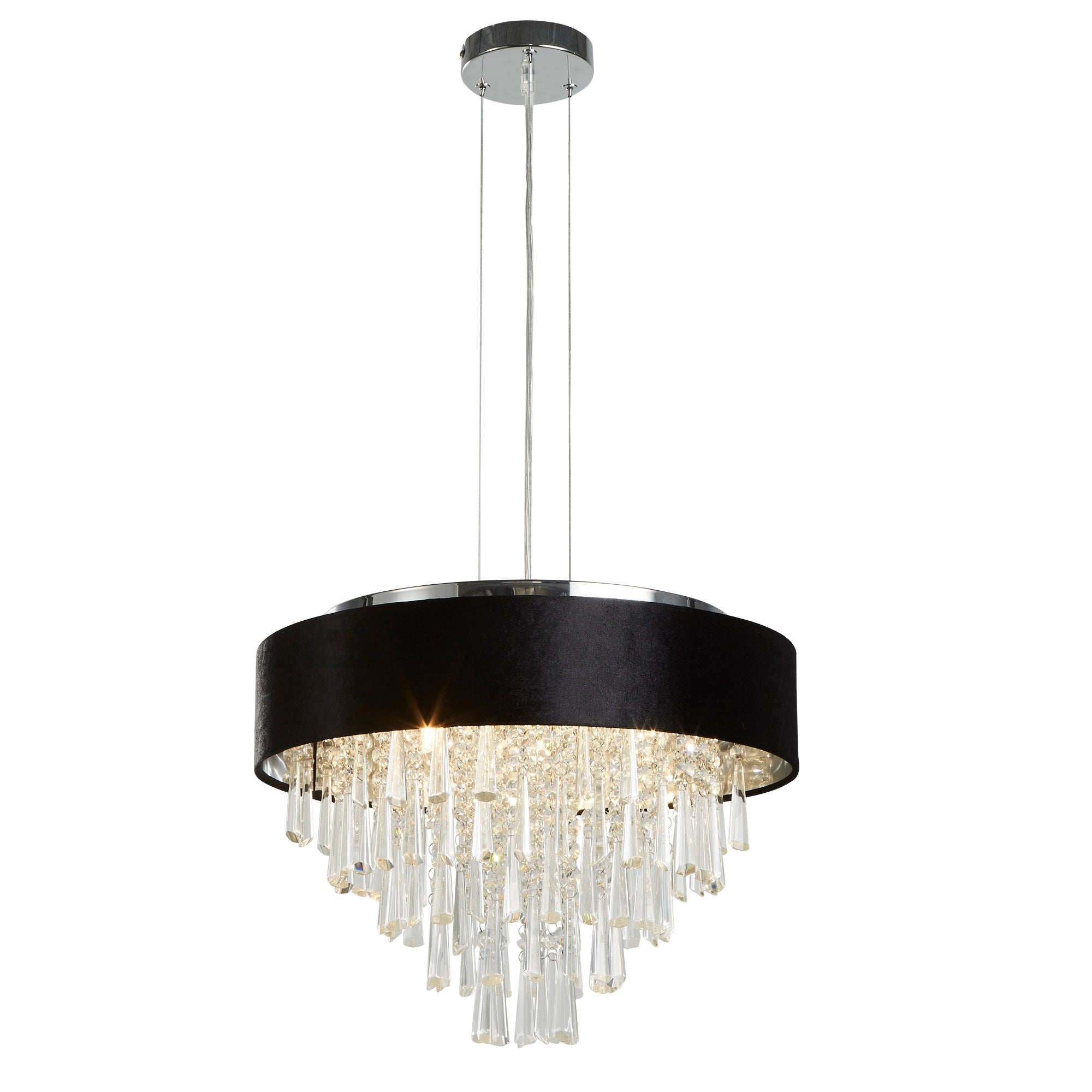 Glamour Pendant/Semi-Flush- Black Velvet & Clear Crystal
