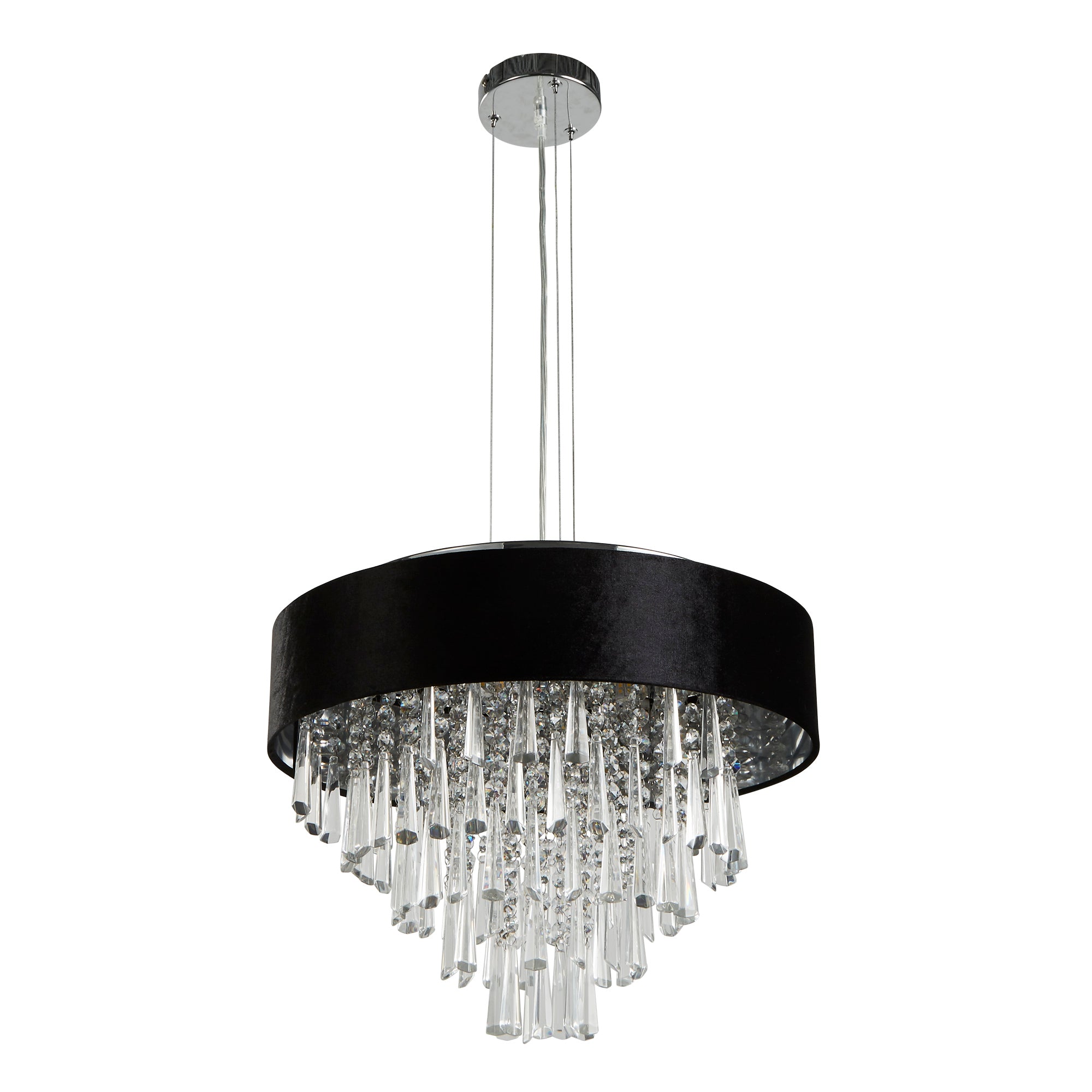 Glamour Pendant/Semi-Flush- Black Velvet & Clear Crystal