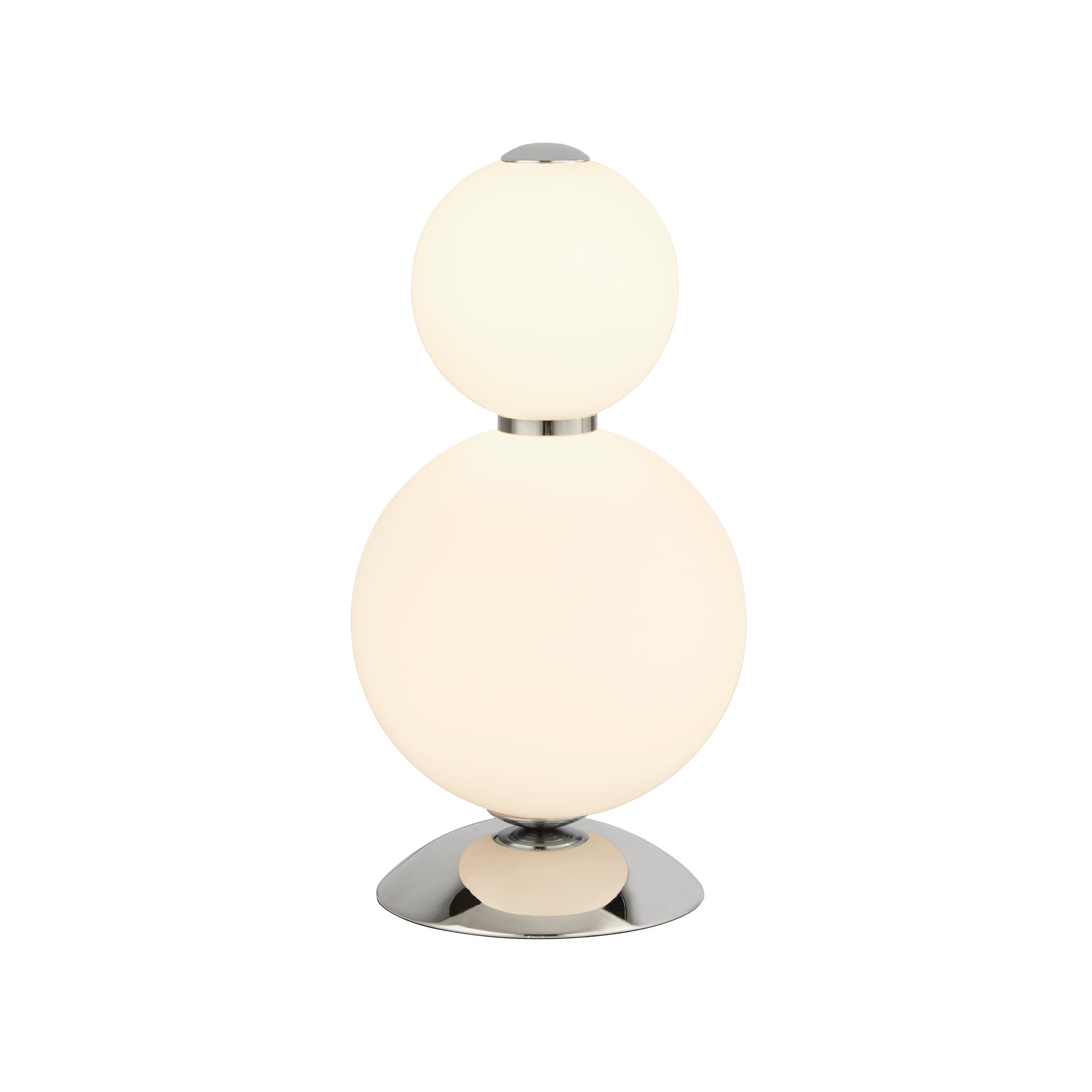 Snowball Table Lamp - Chrome Metal & Opal Glass