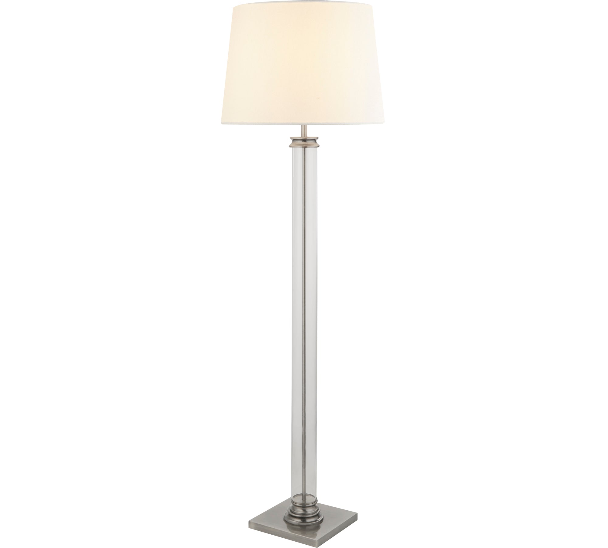 Pedestal Floor Lamp - Glass & Fabric Satin Silver and Cream