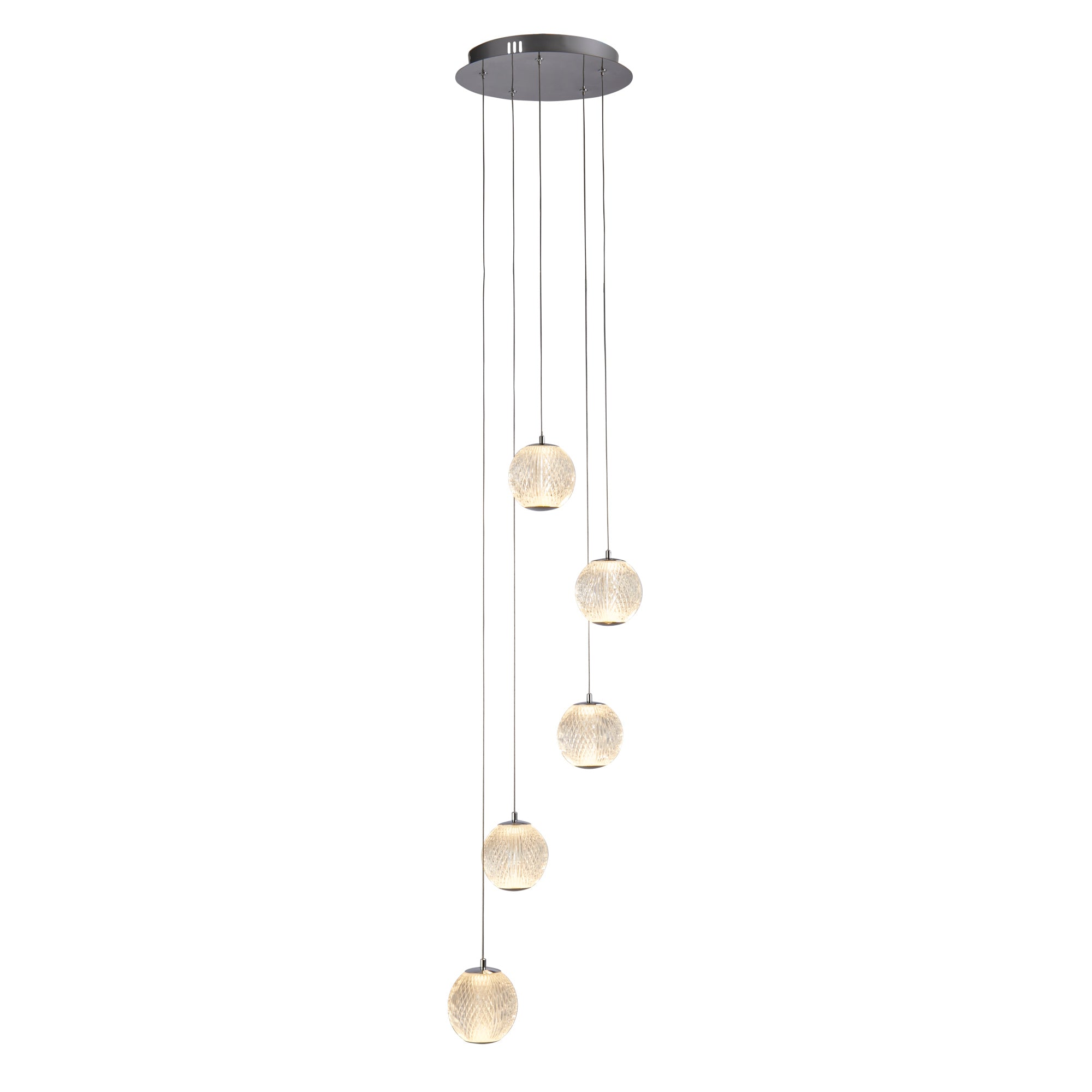 Allure Multi-Drop Pendant - Chrome Metal & Clear Acrylic