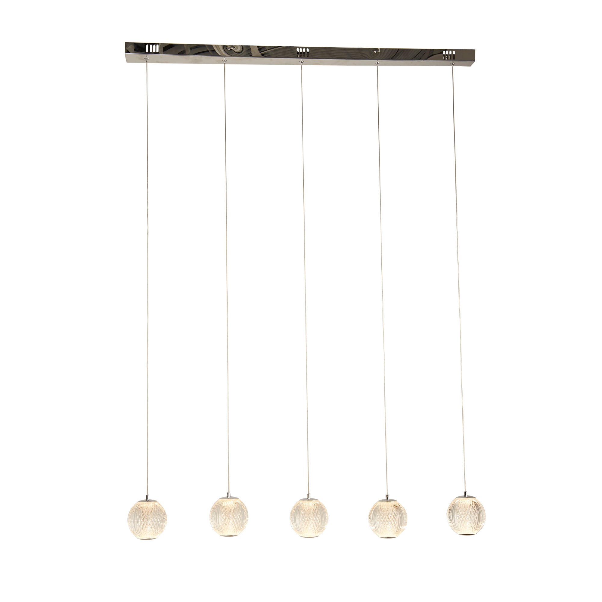 Allure 5Lt Bar Pendant - Chrome Metal Clear Acrylic