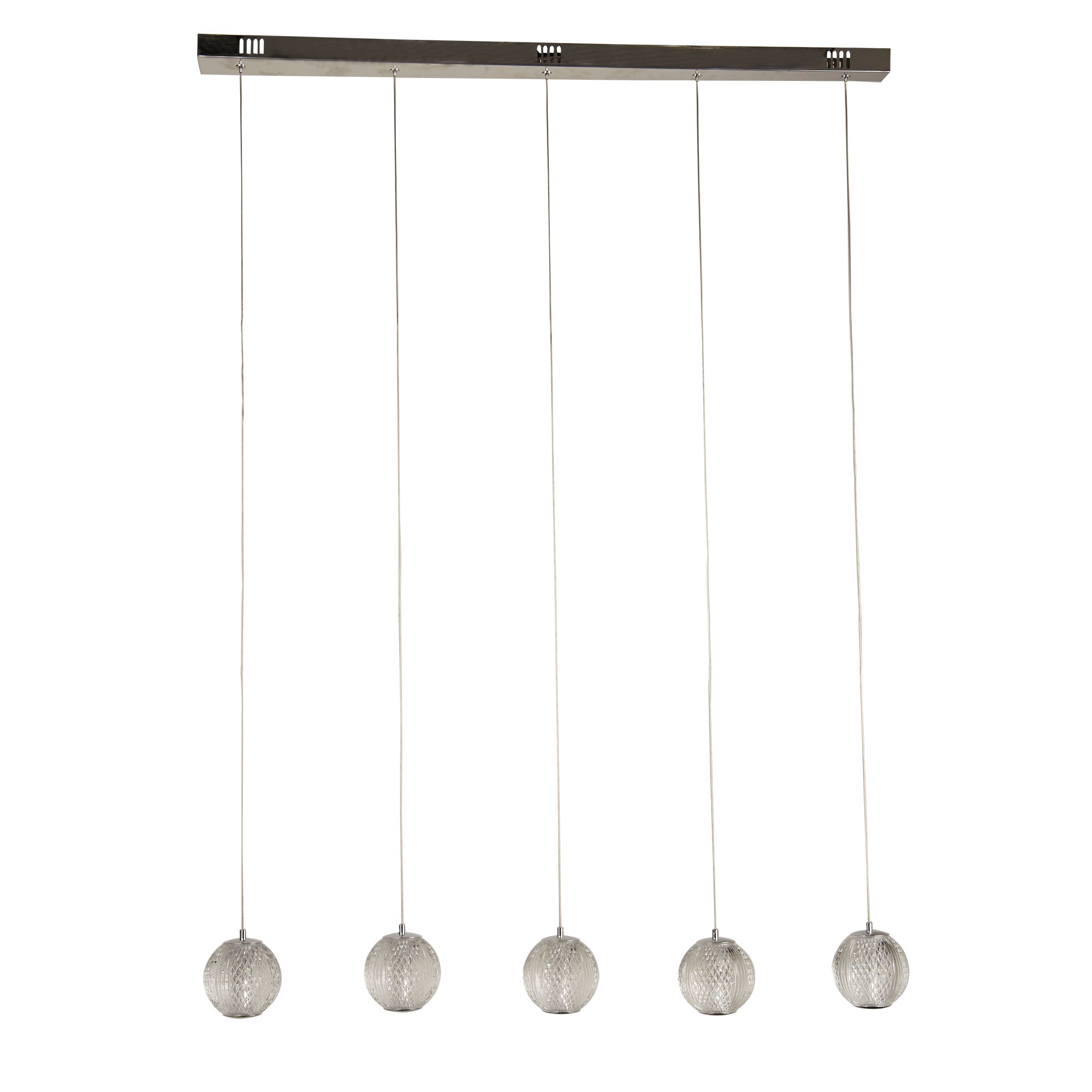 Allure 5Lt Bar Pendant - Chrome Metal Clear Acrylic