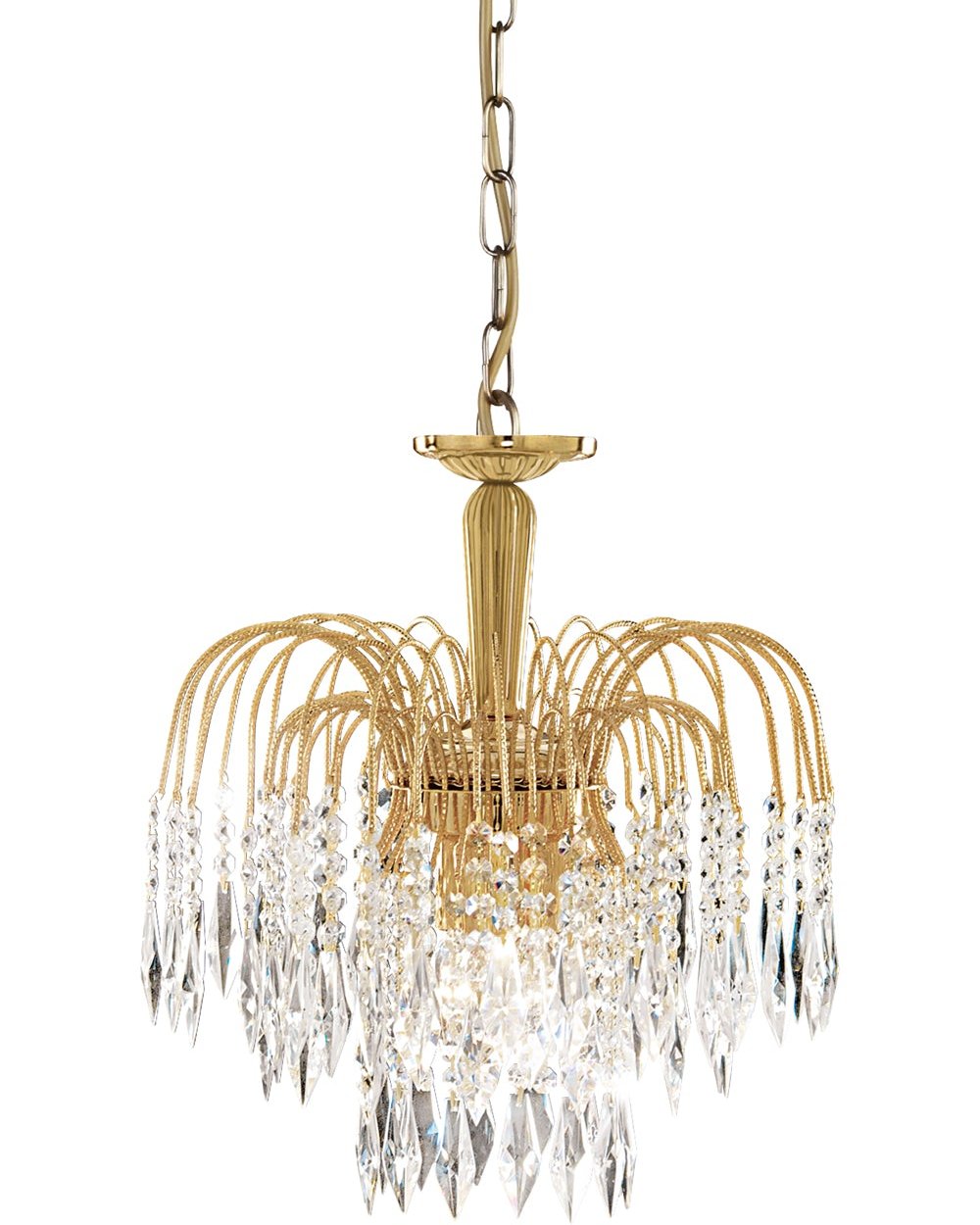 Waterfall Pendant - Metal & Crystal Gold / 3